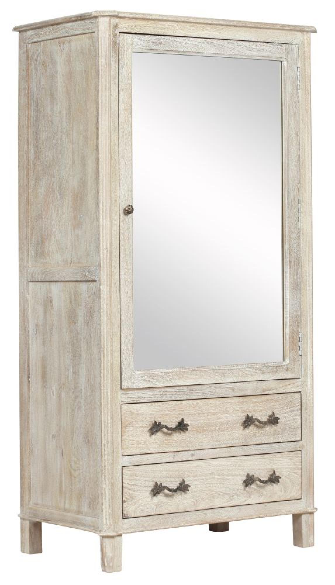 Product photograph of Nimes French Style Whitewash Combi Wardrobe - 1 Mirror Door from Choice Furniture Superstore.