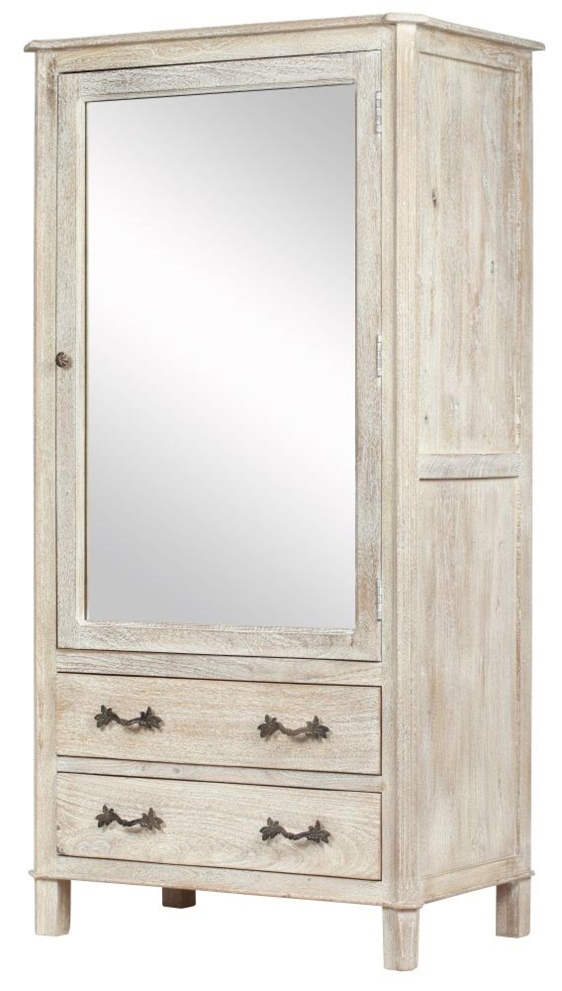 Product photograph of Nimes French Style Whitewash Combi Wardrobe - 1 Mirror Door from Choice Furniture Superstore.