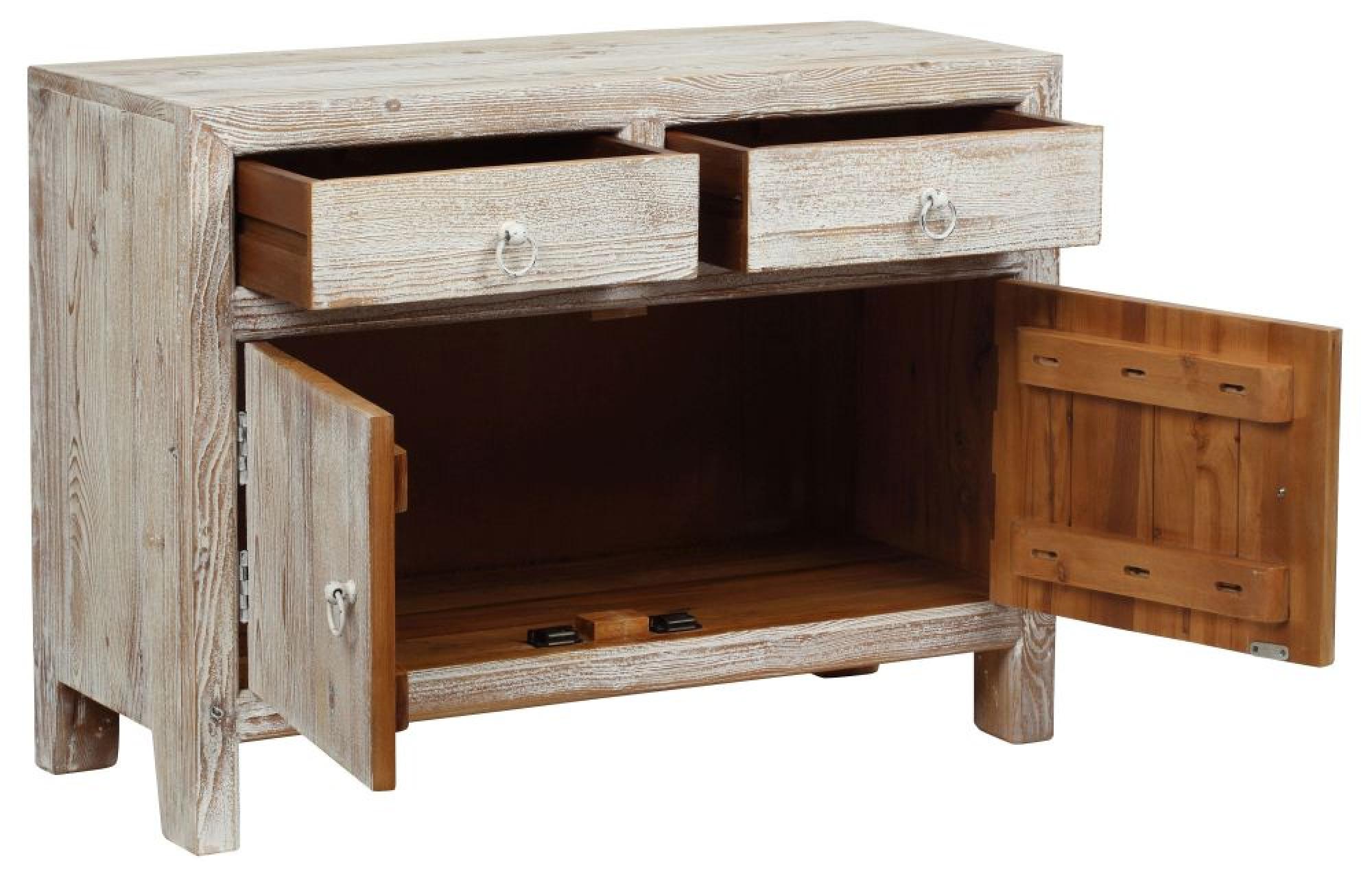 Product photograph of Reclaimed Wood Whitewash 95cm Small Sideboard - 2 Doors from Choice Furniture Superstore.