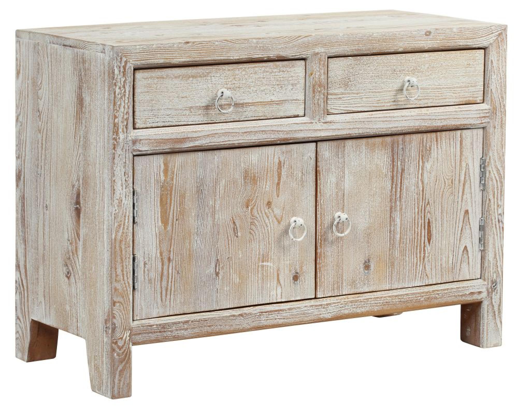 Product photograph of Reclaimed Wood Whitewash 95cm Small Sideboard - 2 Doors from Choice Furniture Superstore.