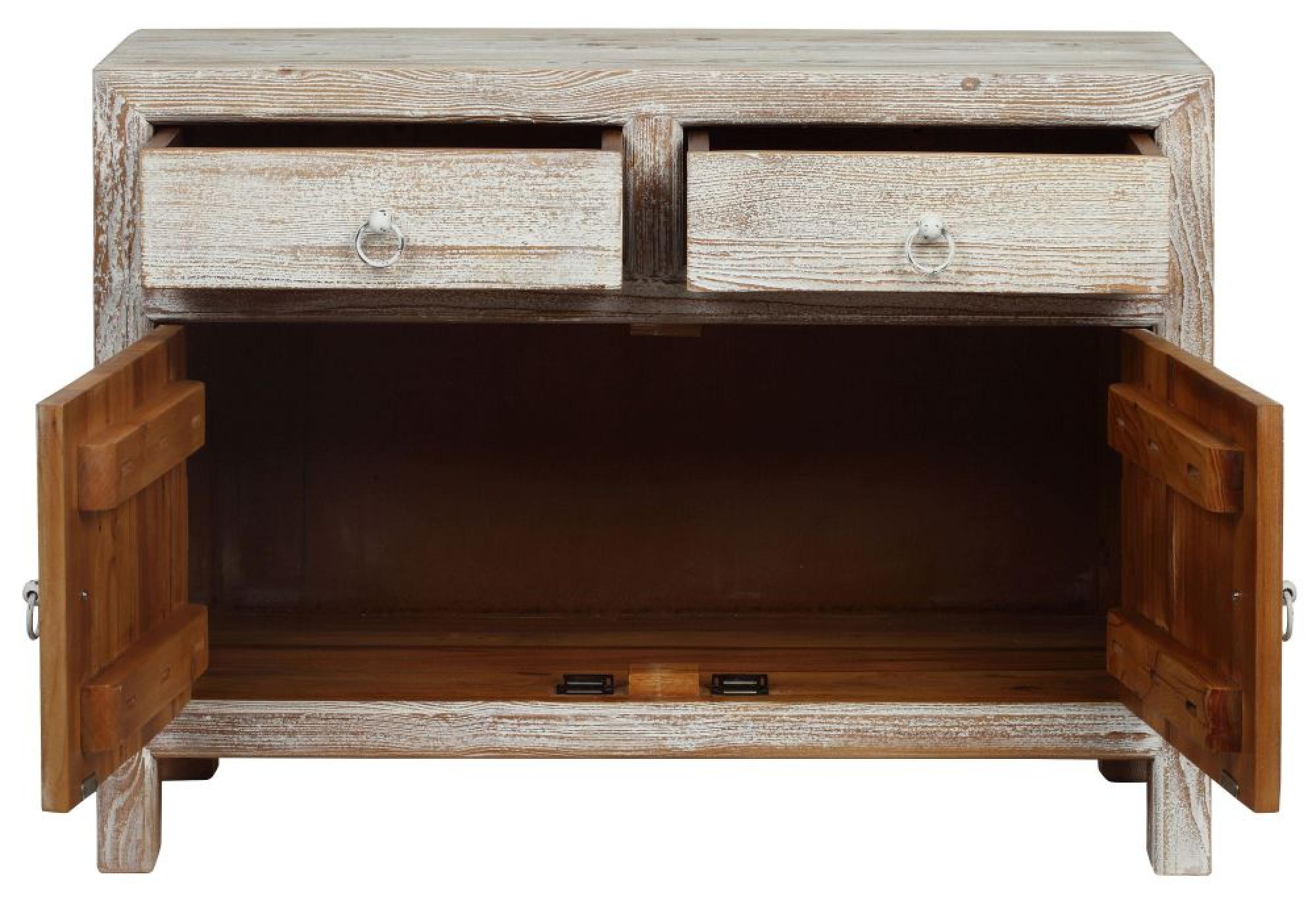Product photograph of Reclaimed Wood Whitewash 95cm Small Sideboard - 2 Doors from Choice Furniture Superstore.