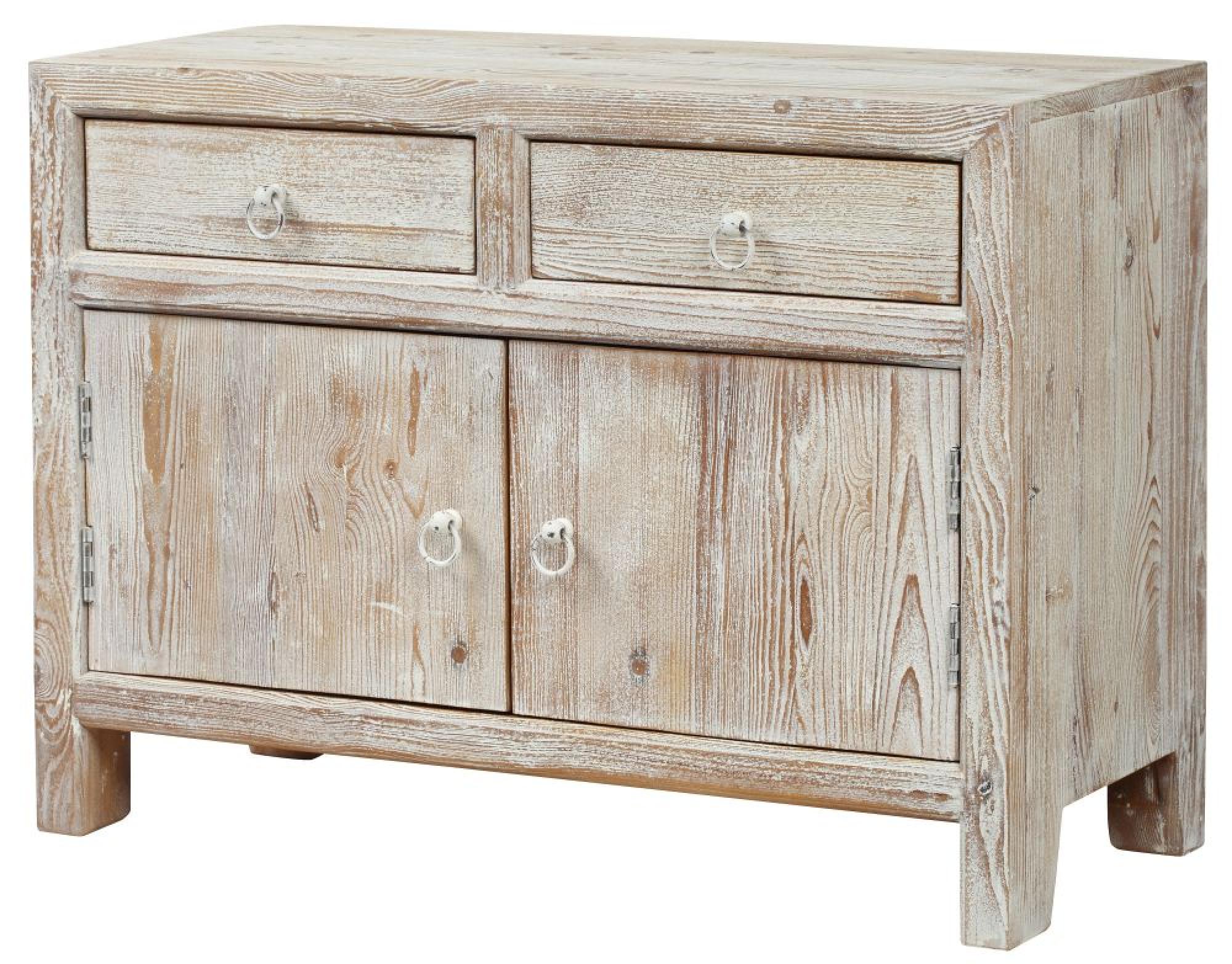 Product photograph of Reclaimed Wood Whitewash 95cm Small Sideboard - 2 Doors from Choice Furniture Superstore.