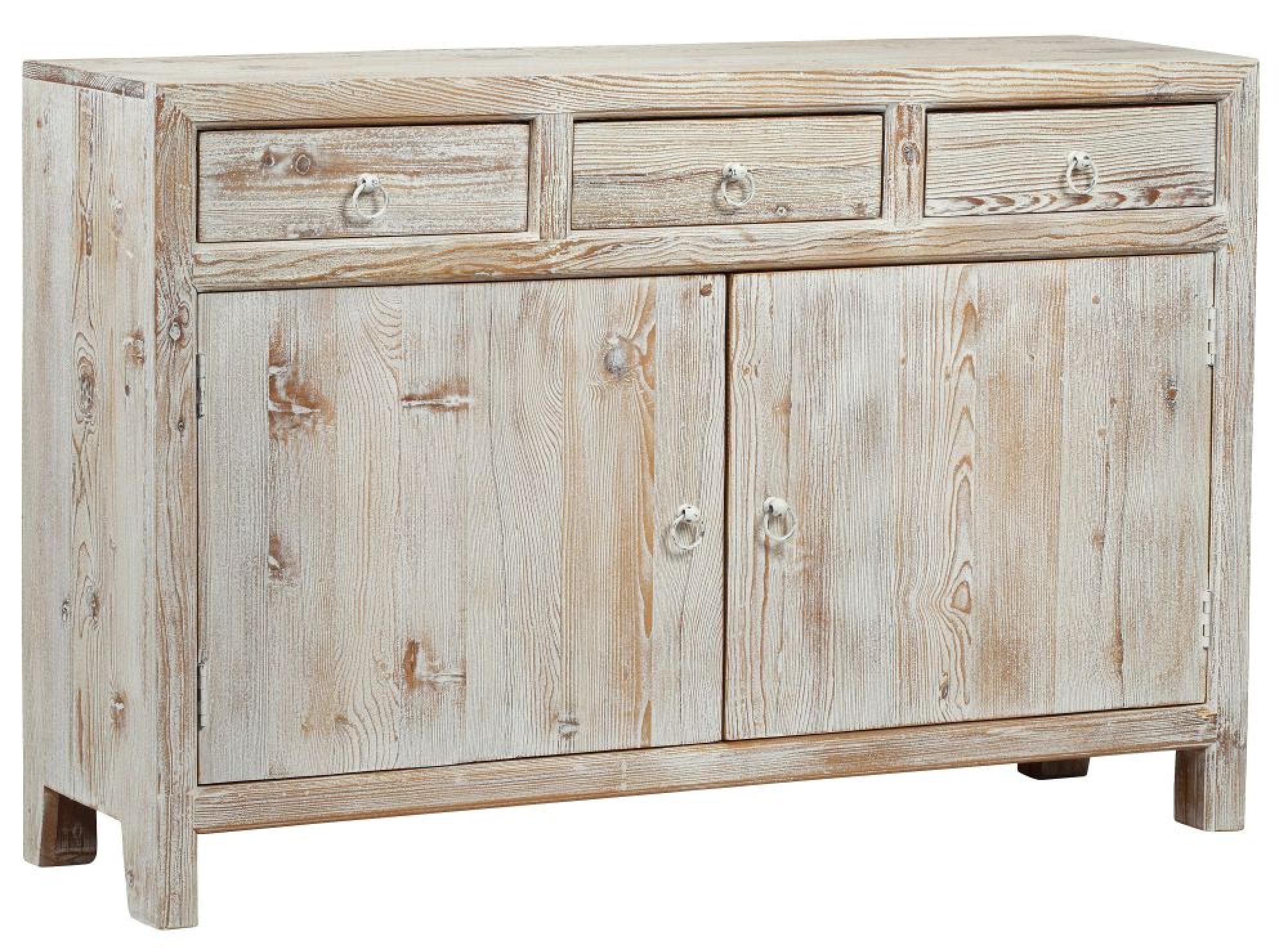 Product photograph of Reclaimed Wood Whitewash 135cm Medium Sideboard - 2 Doors from Choice Furniture Superstore.