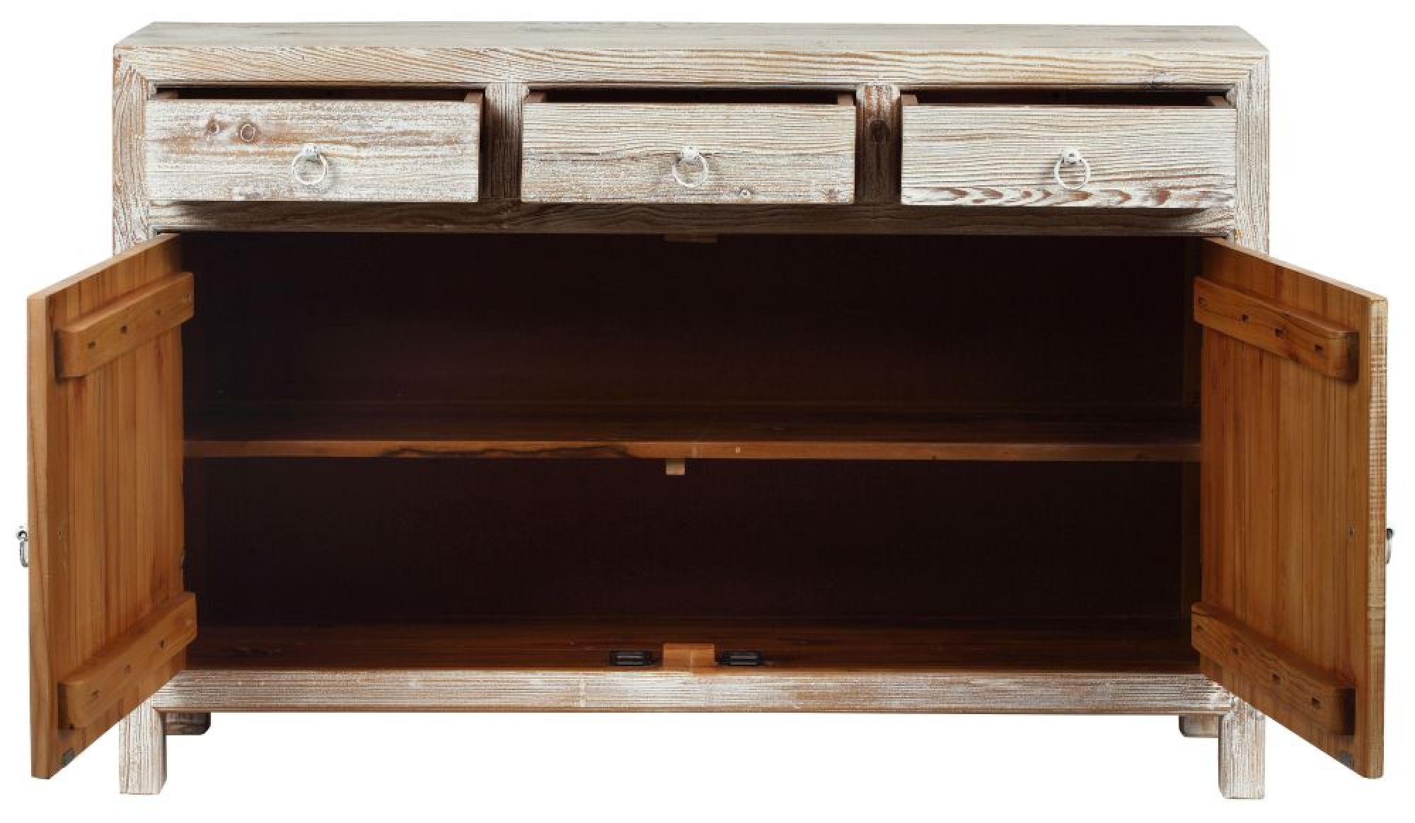 Product photograph of Reclaimed Wood Whitewash 135cm Medium Sideboard - 2 Doors from Choice Furniture Superstore.