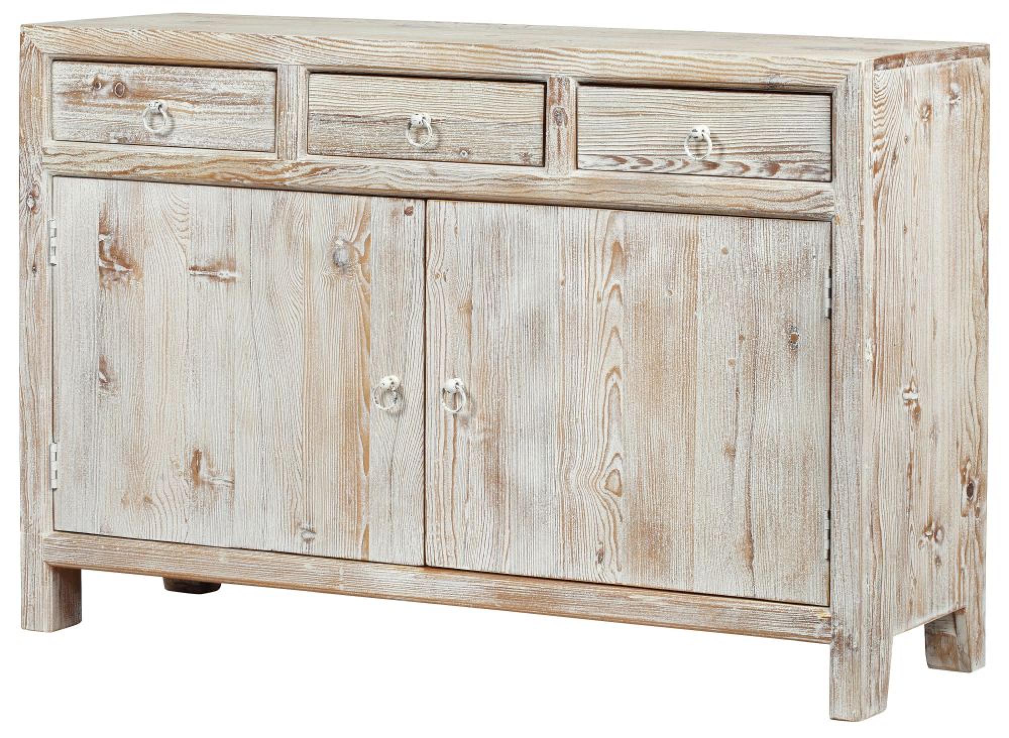 Product photograph of Reclaimed Wood Whitewash 135cm Medium Sideboard - 2 Doors from Choice Furniture Superstore.