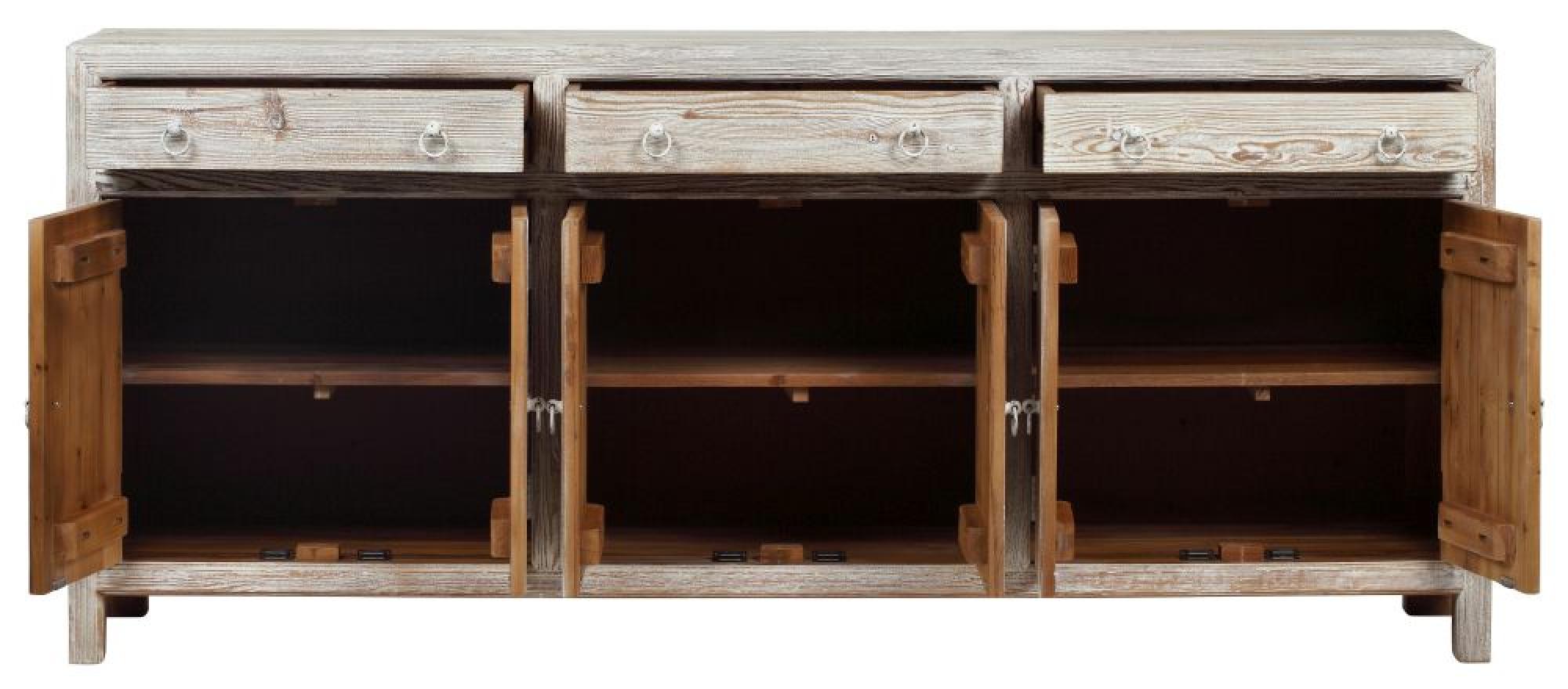 Product photograph of Reclaimed Wood Whitewash 205cm Large Sideboard - 6 Doors from Choice Furniture Superstore.