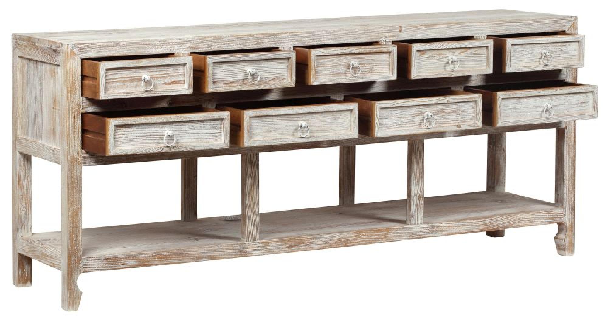 Product photograph of Reclaimed Wood Whitewash Multi Drawers Extra Large Sideboard from Choice Furniture Superstore.