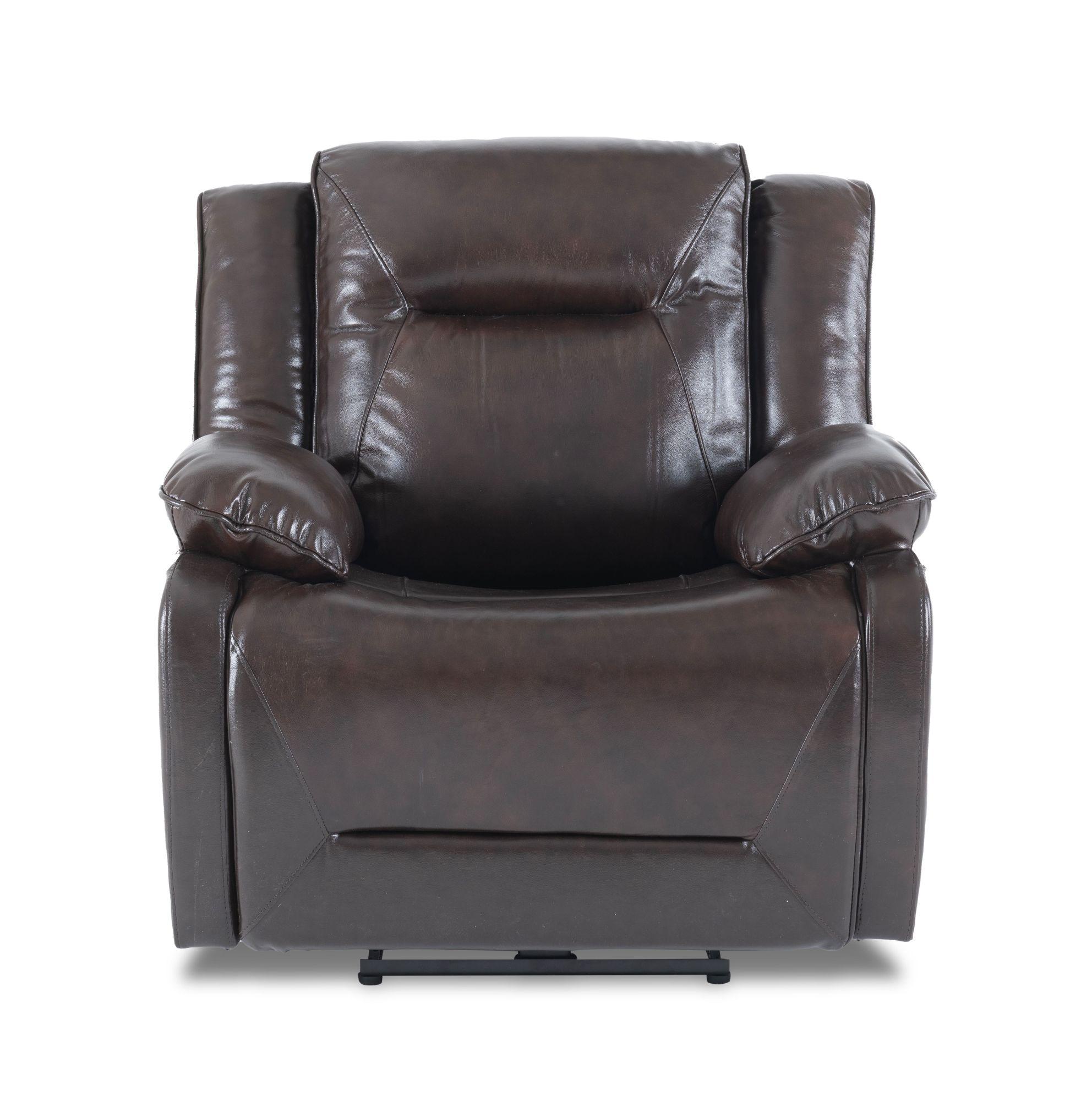Product photograph of Athena Dark Brown Leather Recliner 3 1 1 Seater Sofa Suite from Choice Furniture Superstore.
