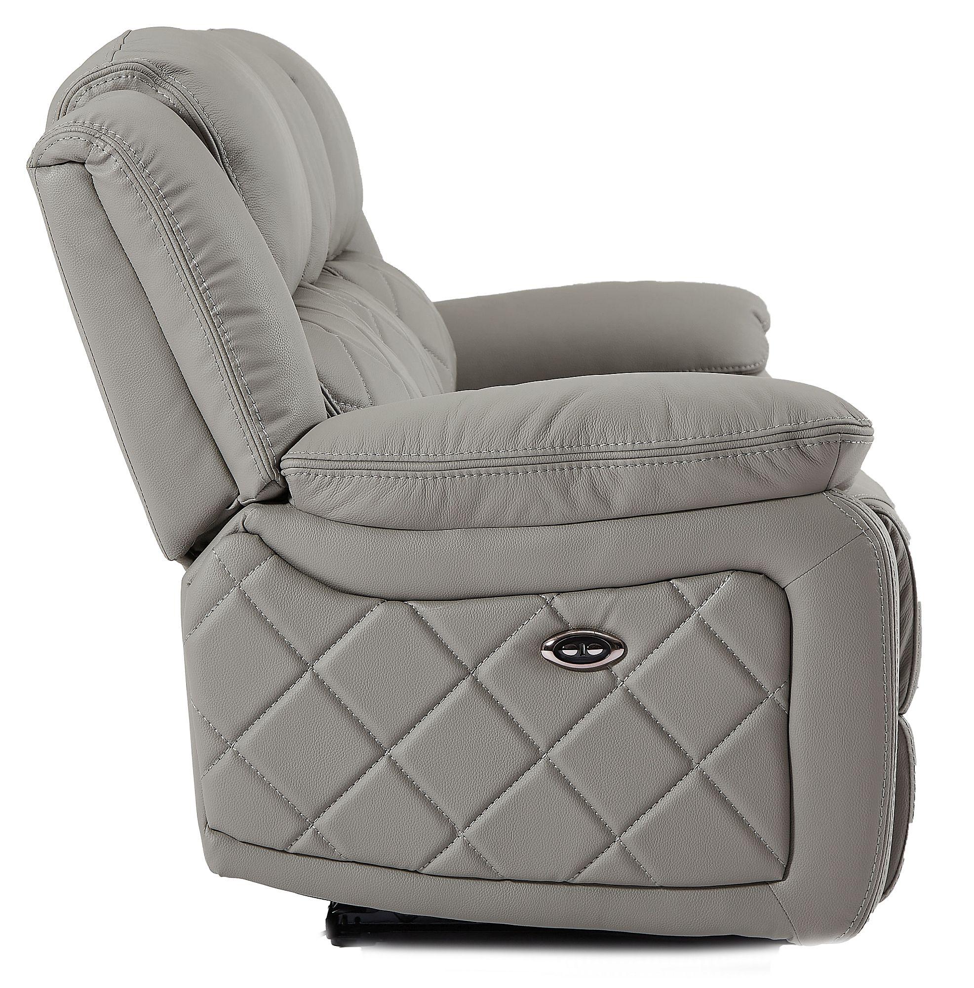 Product photograph of Bentley Light Grey Leather 3 2 Seater Recliner Sofa Suite from Choice Furniture Superstore.