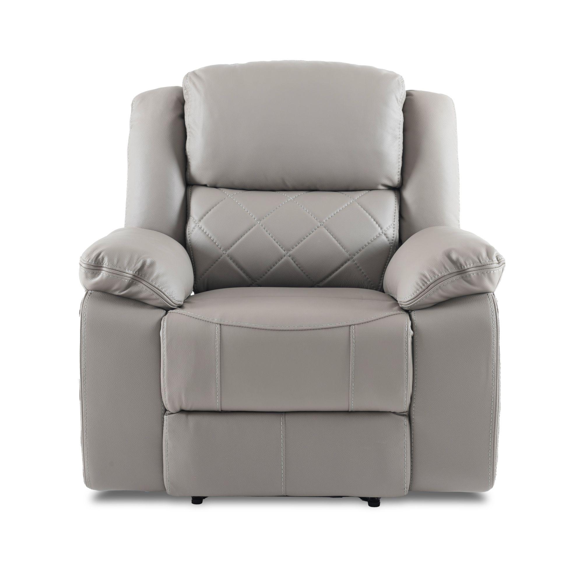 Product photograph of Bentley Light Grey Leather Recliner 3 1 1 Seater Sofa Suite from Choice Furniture Superstore.