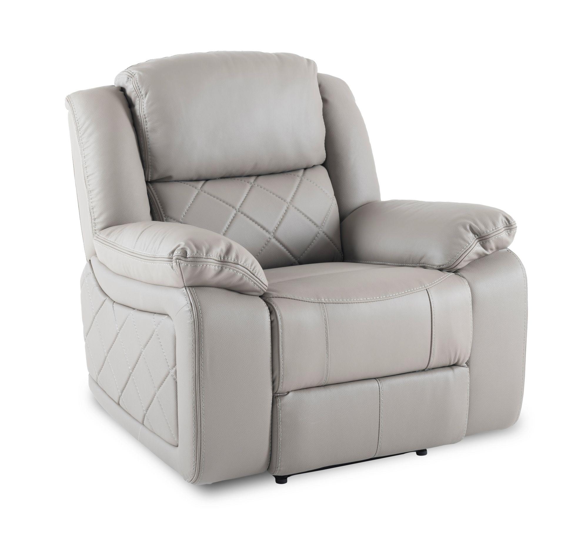 Product photograph of Bentley Light Grey Leather Recliner 3 1 1 Seater Sofa Suite from Choice Furniture Superstore.
