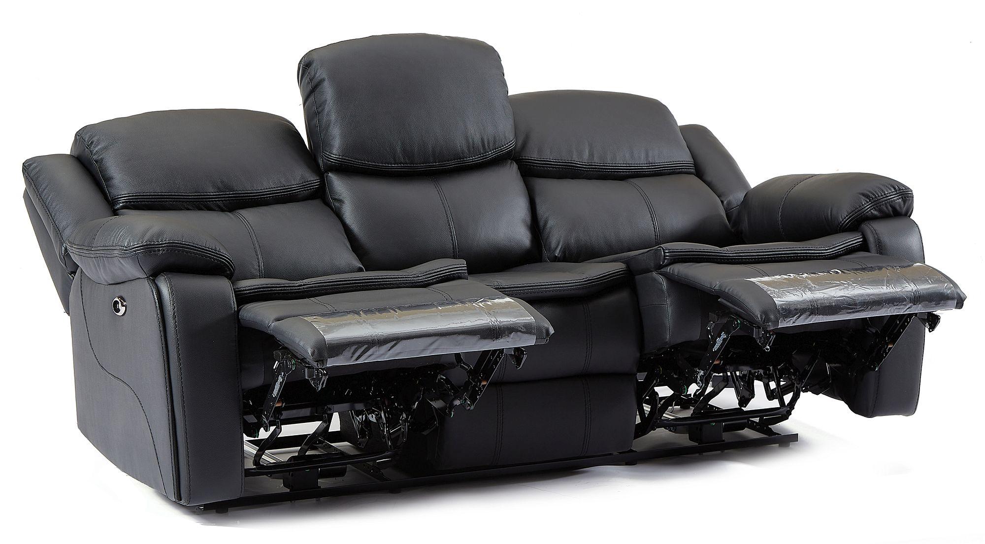 Product photograph of Berlin Black Leather 3 1 1 Seater Recliner Sofa Suite from Choice Furniture Superstore.