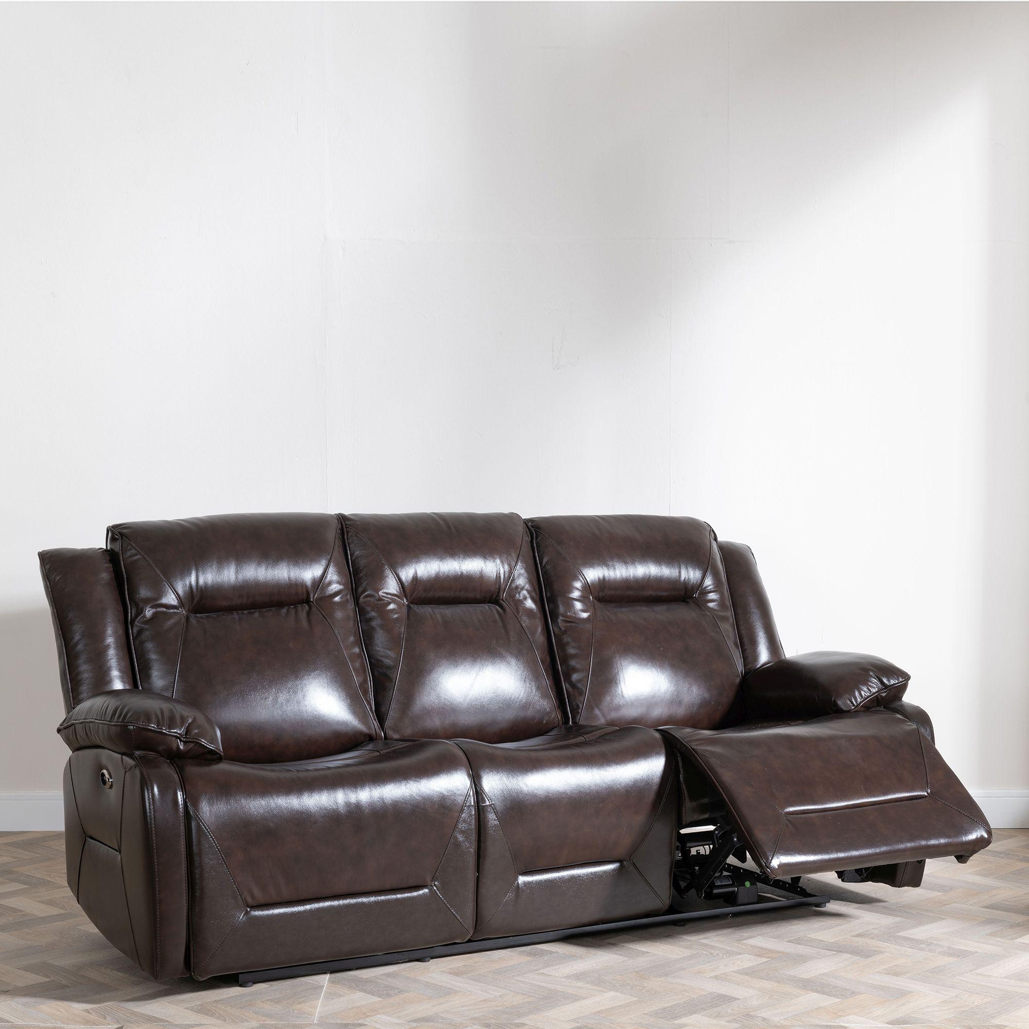 Product photograph of Athena Dark Brown Leather 3 Seater Recliner Sofa from Choice Furniture Superstore.