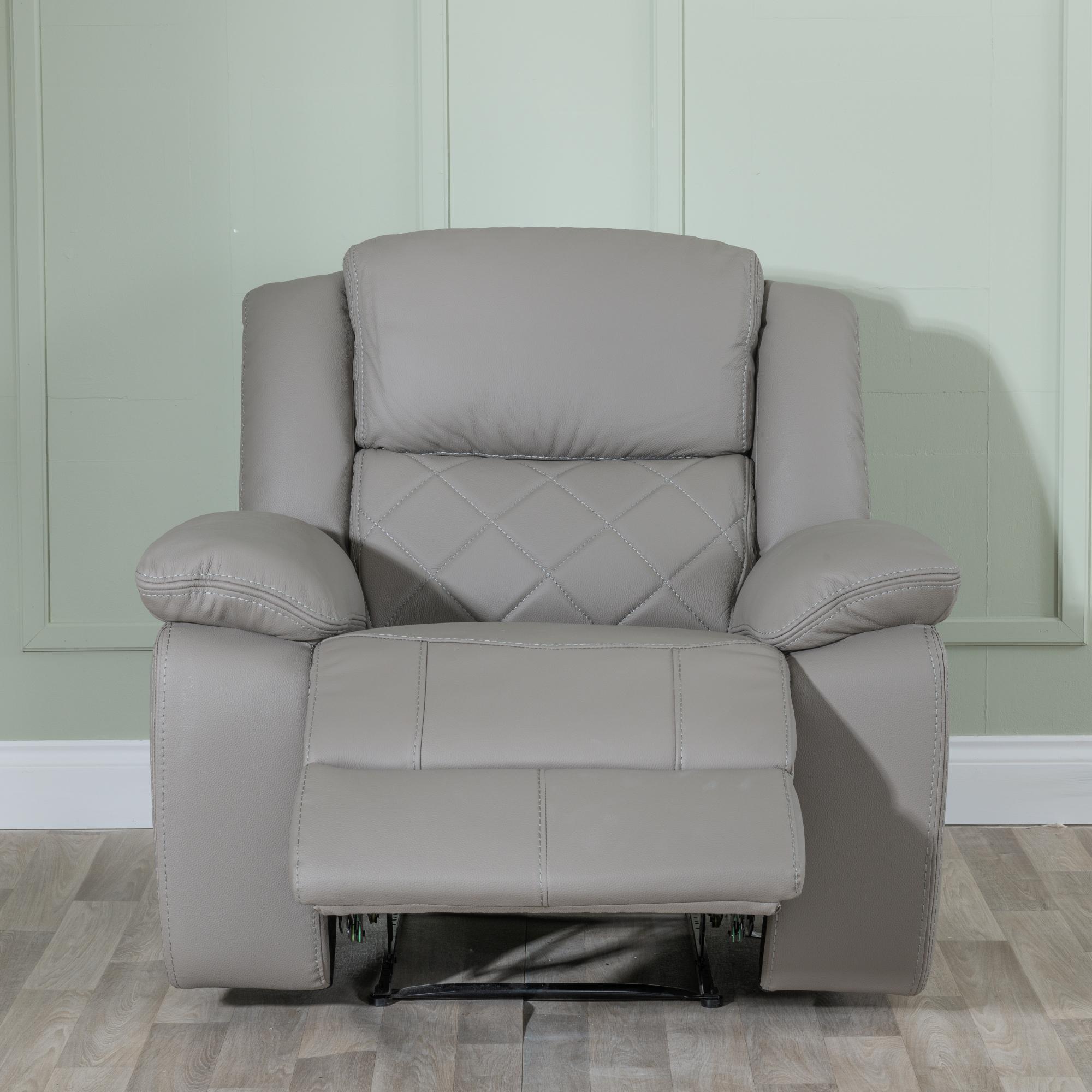 Product photograph of Bentley Light Grey Leather Recliner Armchair from Choice Furniture Superstore.