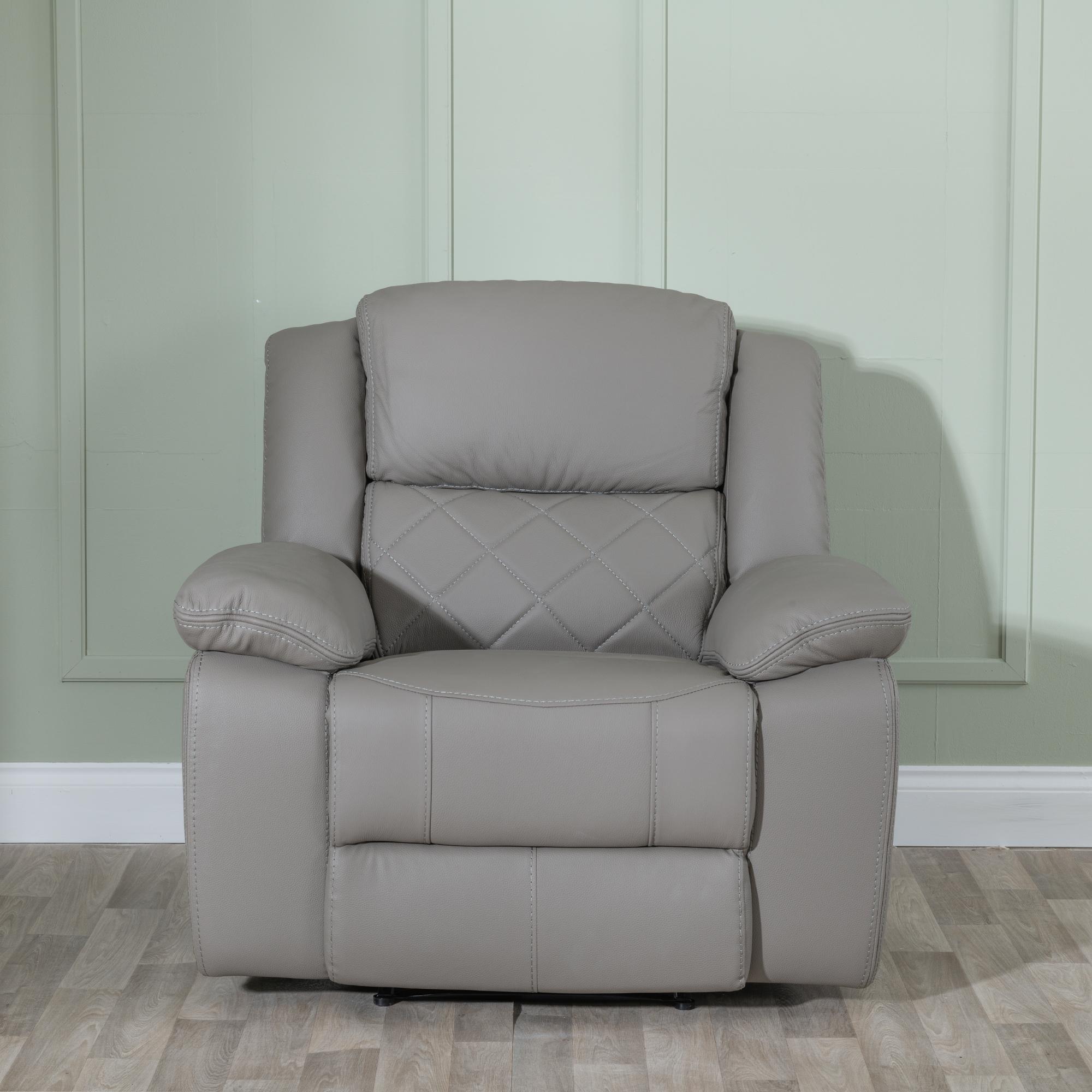 Product photograph of Bentley Light Grey Leather Recliner Armchair from Choice Furniture Superstore.