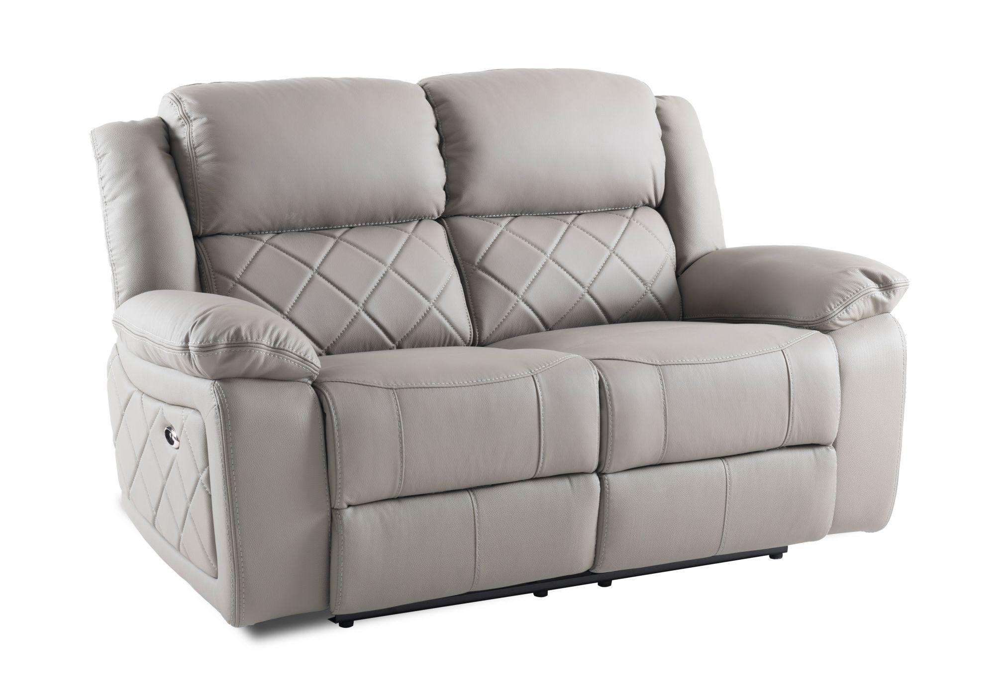 Product photograph of Bentley Light Grey Leather Recliner 2 Seater Sofa from Choice Furniture Superstore.