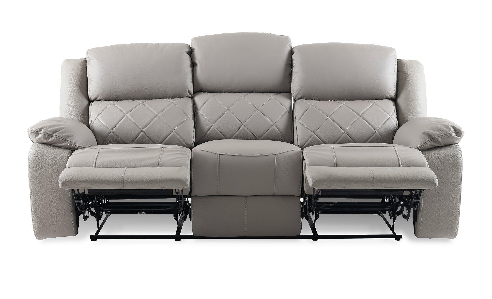 Product photograph of Bentley Light Grey Leather Recliner 3 Seater Sofa from Choice Furniture Superstore.