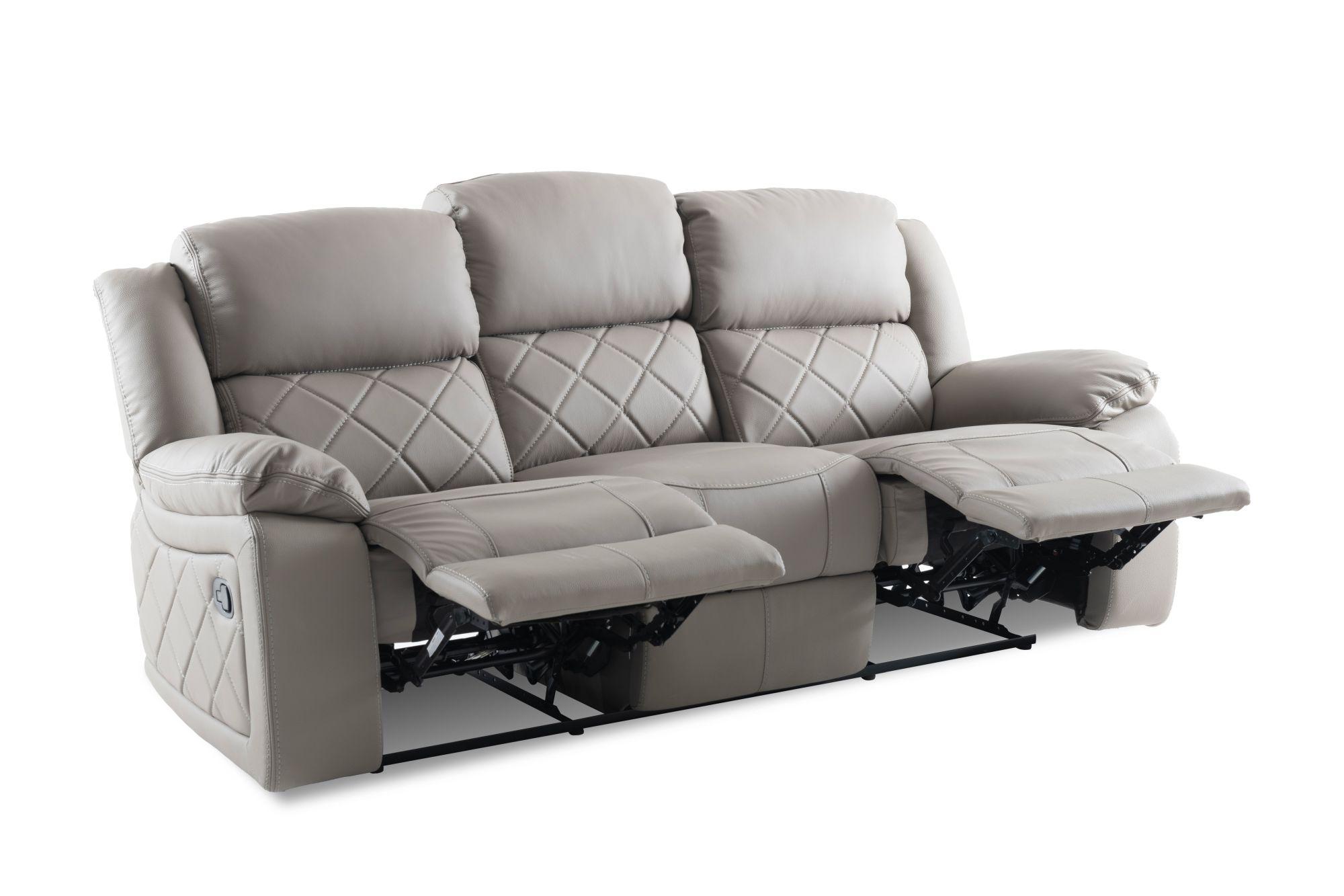 Product photograph of Bentley Light Grey Leather Recliner 3 Seater Sofa from Choice Furniture Superstore.