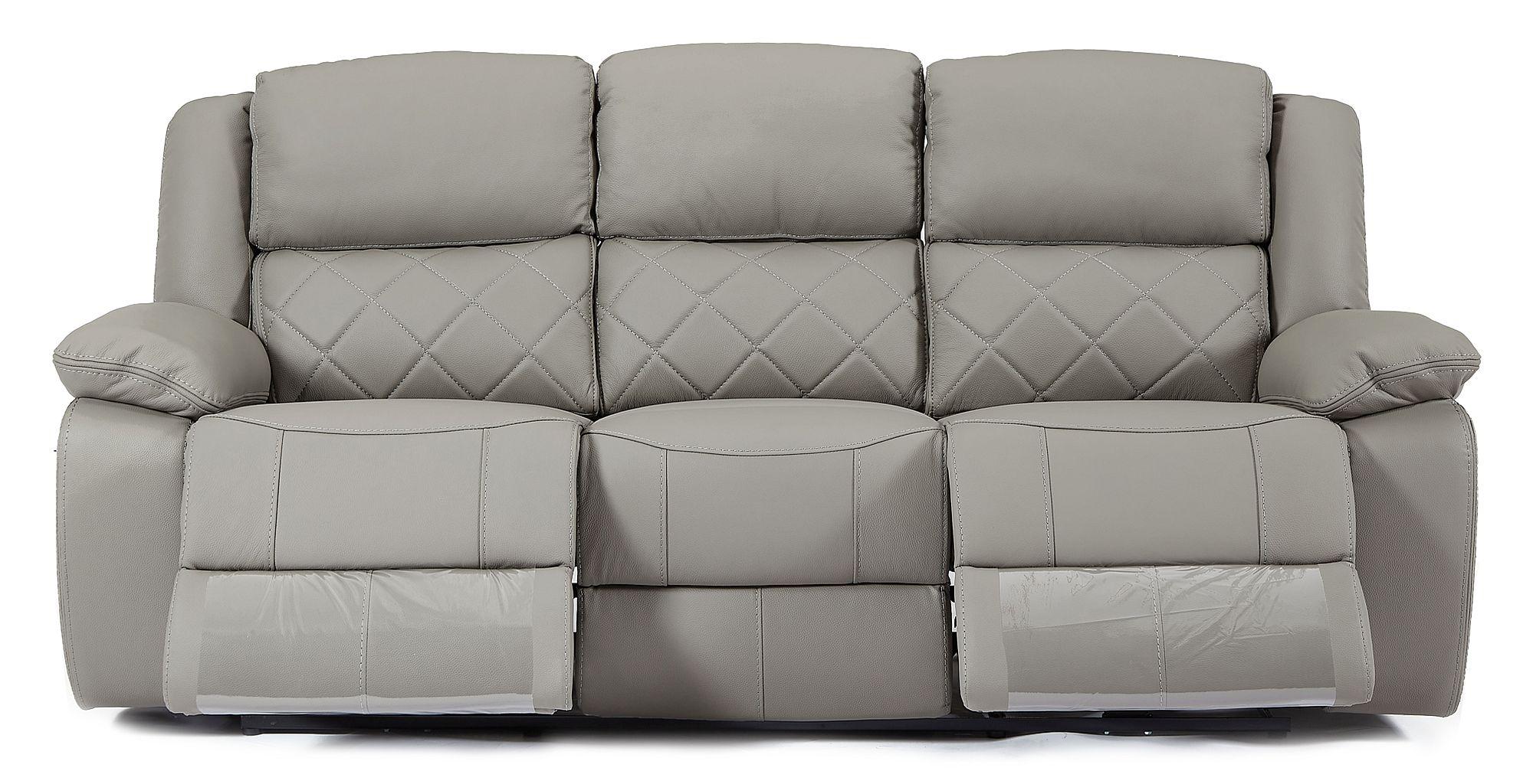 Product photograph of Bentley Light Grey Leather 3 Seater Recliner Sofa from Choice Furniture Superstore.