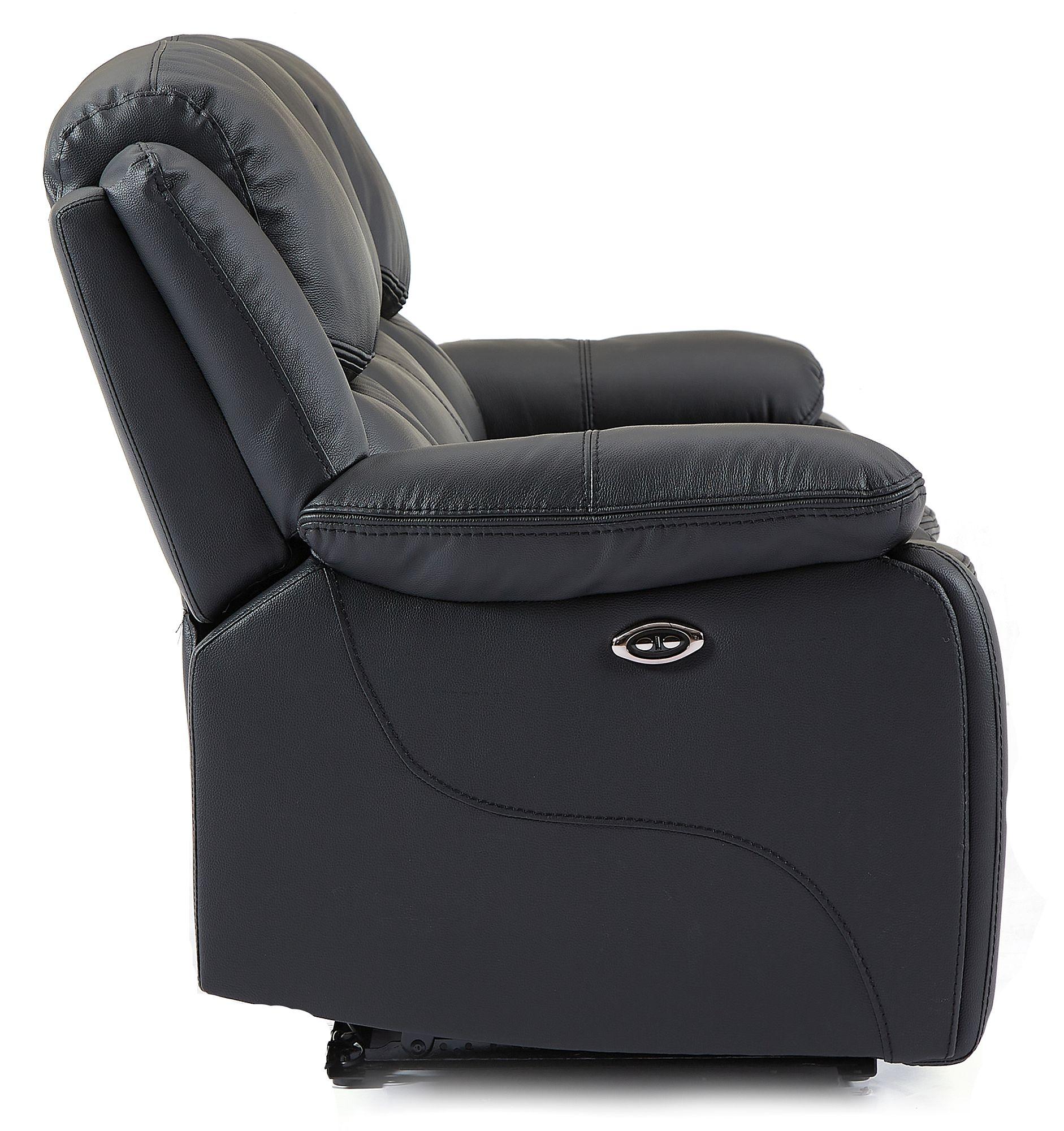 Berlin Black Leather Recliner 2 Seater Sofa - CFS UK