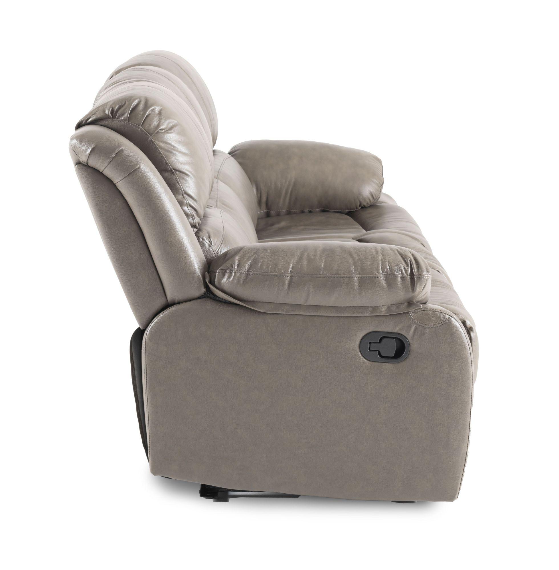 Product photograph of London Taupe Leather Recliner Armchair from Choice Furniture Superstore.