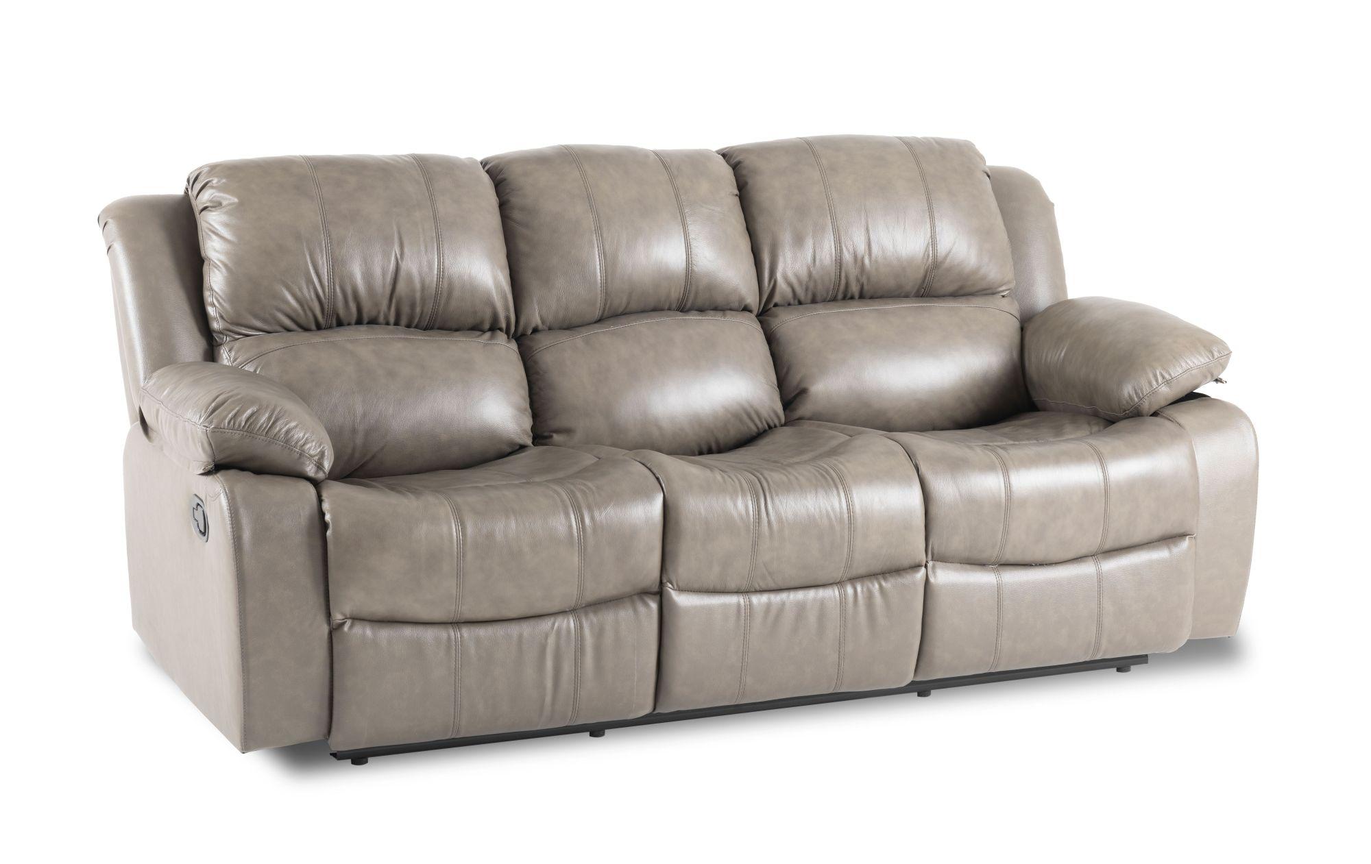 Product photograph of London Taupe Leather Recliner 3 Seater Sofa from Choice Furniture Superstore.
