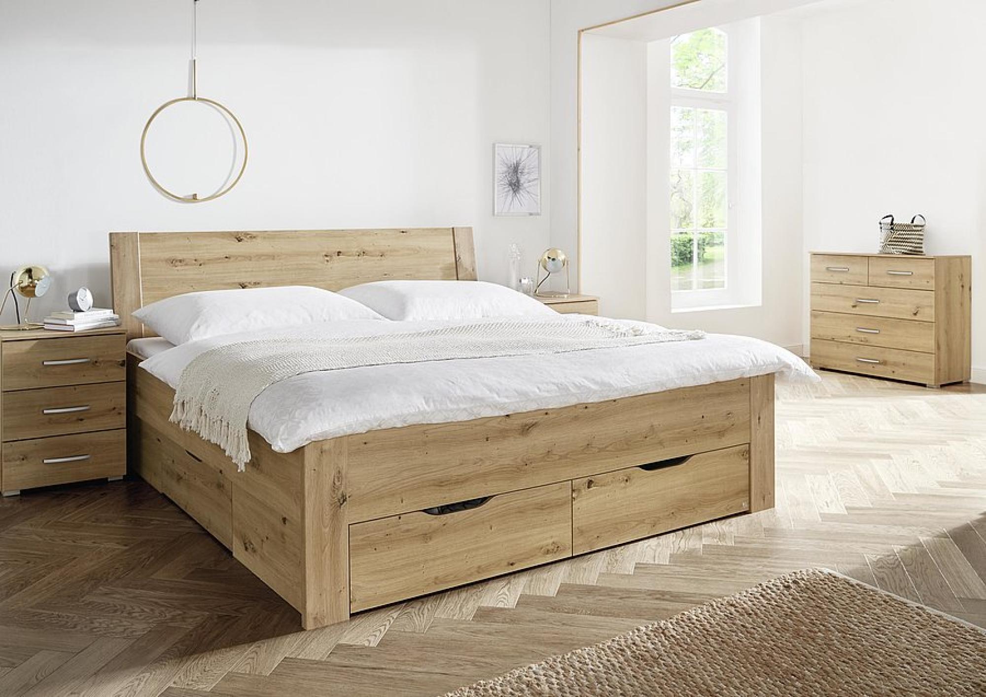 Product photograph of Rauch Aditio 3 Drawer Bedside Cabinet In Oak from Choice Furniture Superstore.