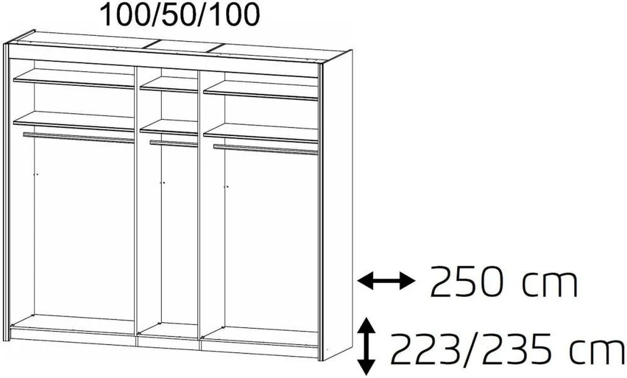 Product photograph of Rauch Imperial W 250cm White 3 Door Mirror Sliding Wardrobe from Choice Furniture Superstore.