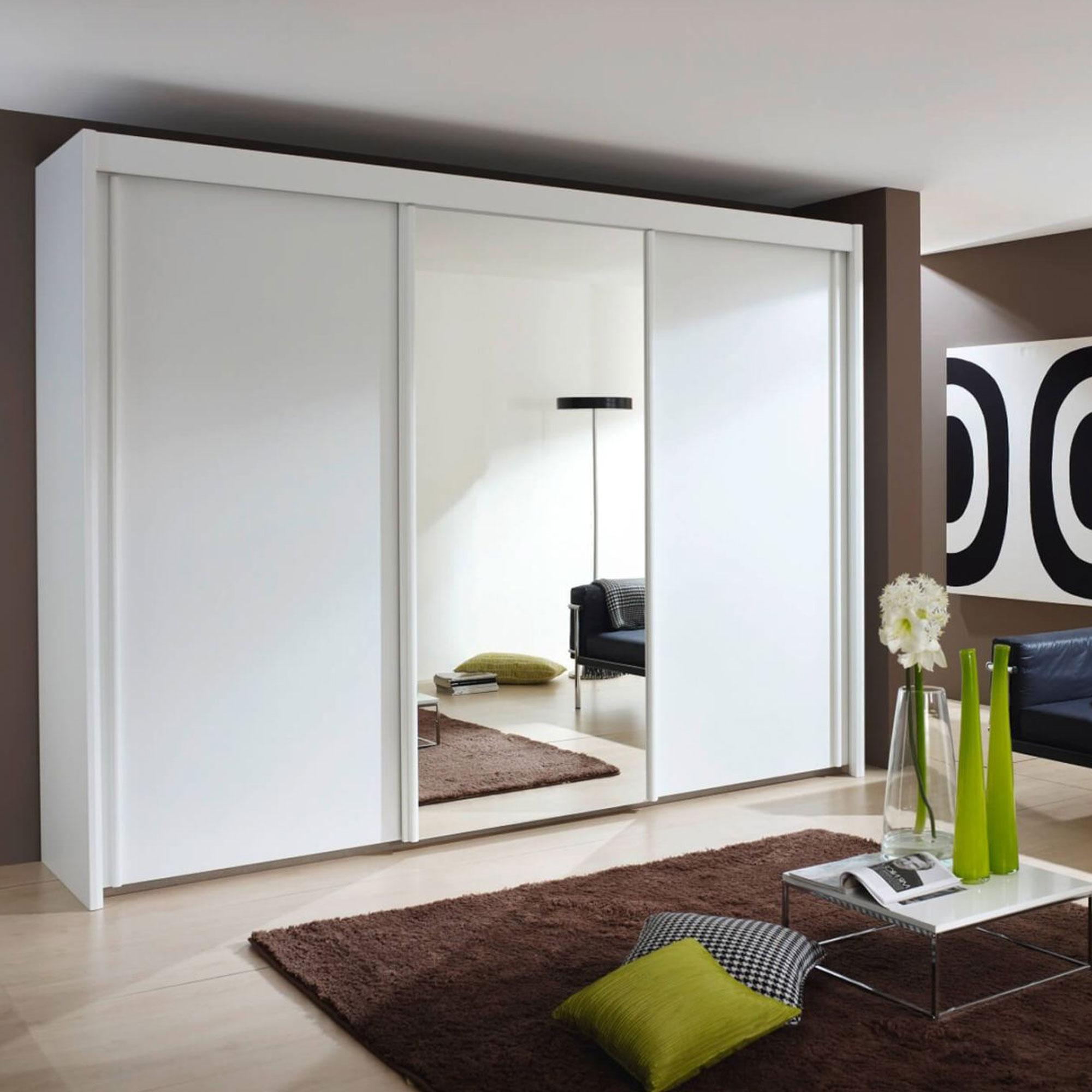 Product photograph of Rauch Imperial W 250cm White 3 Door Mirror Sliding Wardrobe from Choice Furniture Superstore.