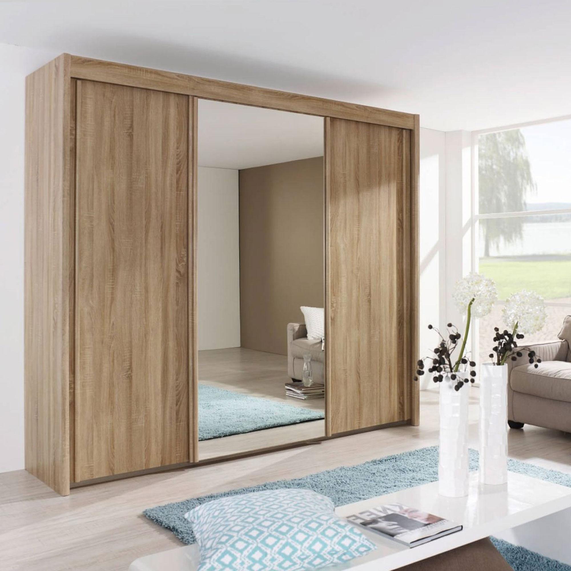 Product photograph of Imperial 3 Door 1 Mirror Sliding Wardrobe In Oak - W 250cm from Choice Furniture Superstore.