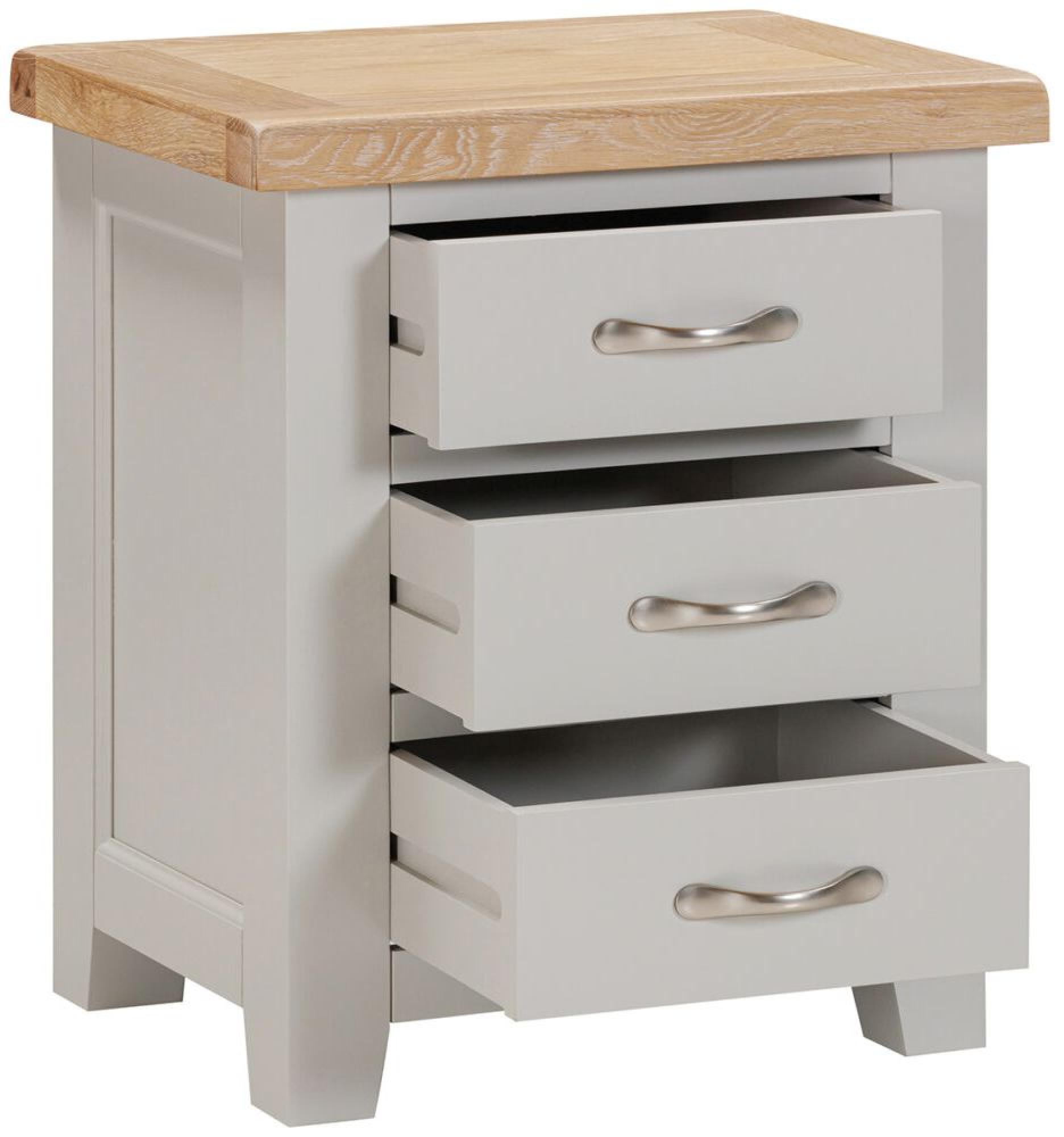 Product photograph of Wilmont Moon Grey 3 Drawer Painted Bedside Cabinet from Choice Furniture Superstore.