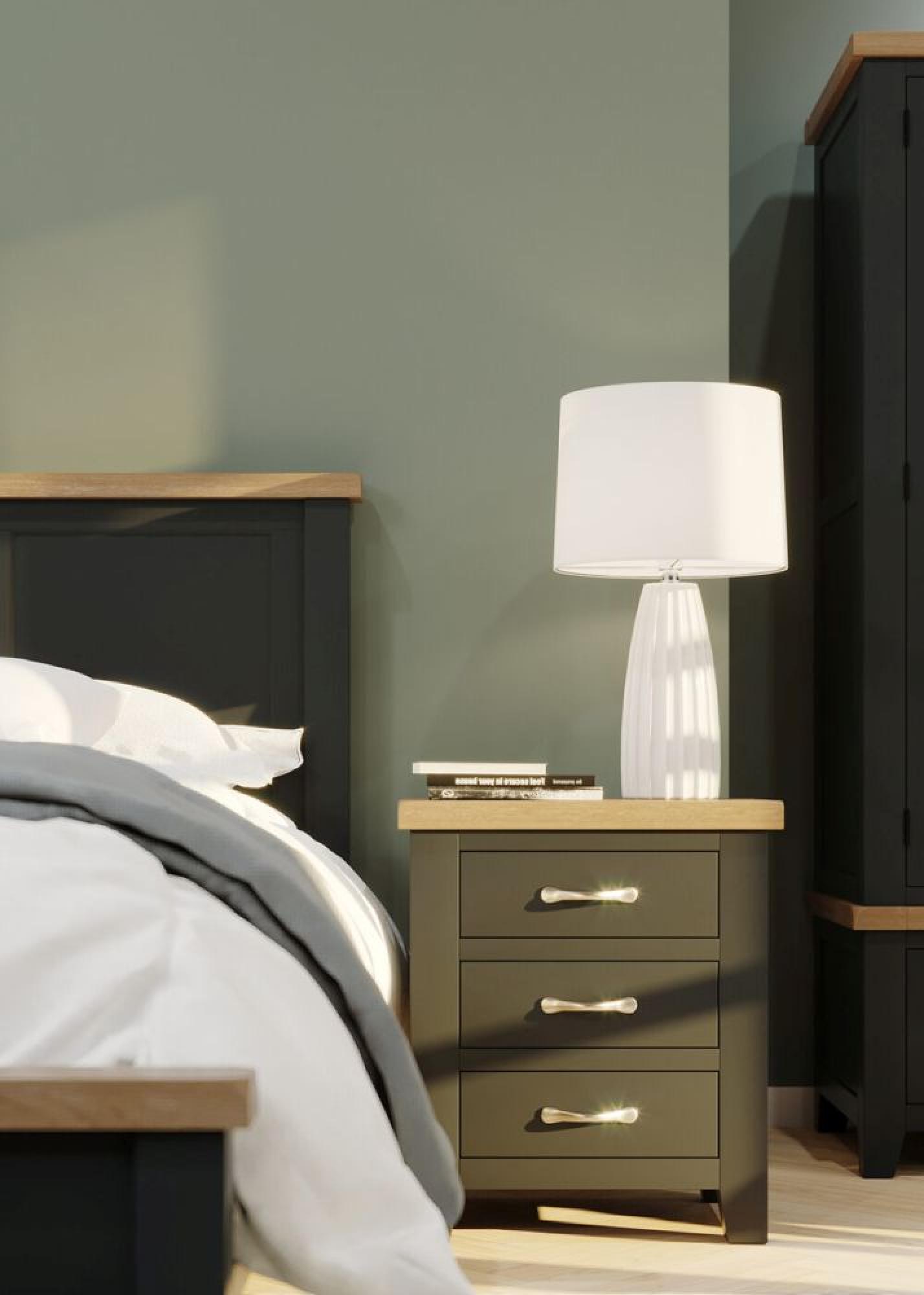 Product photograph of Wilmont Moon Grey 3 Drawer Painted Bedside Cabinet from Choice Furniture Superstore.