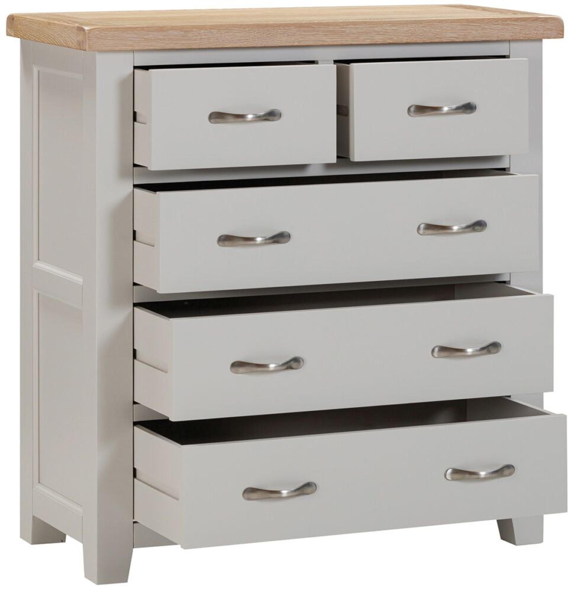 Product photograph of Wilmont Painted 2 Over 3 Drawer Chest - Comes In Moon Grey Painted White Painted And Ivory Painted Options from Choice Furniture Superstore.