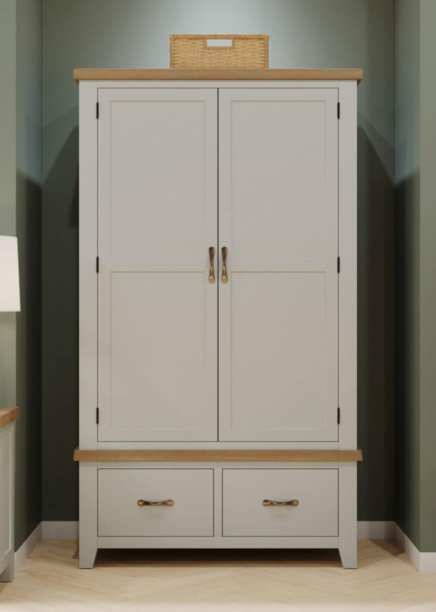 Product photograph of Wilmont Painted 2 Door Double Wardrobe - Comes In Moon Grey Painted White Painted And Ivory Painted Options from Choice Furniture Superstore.