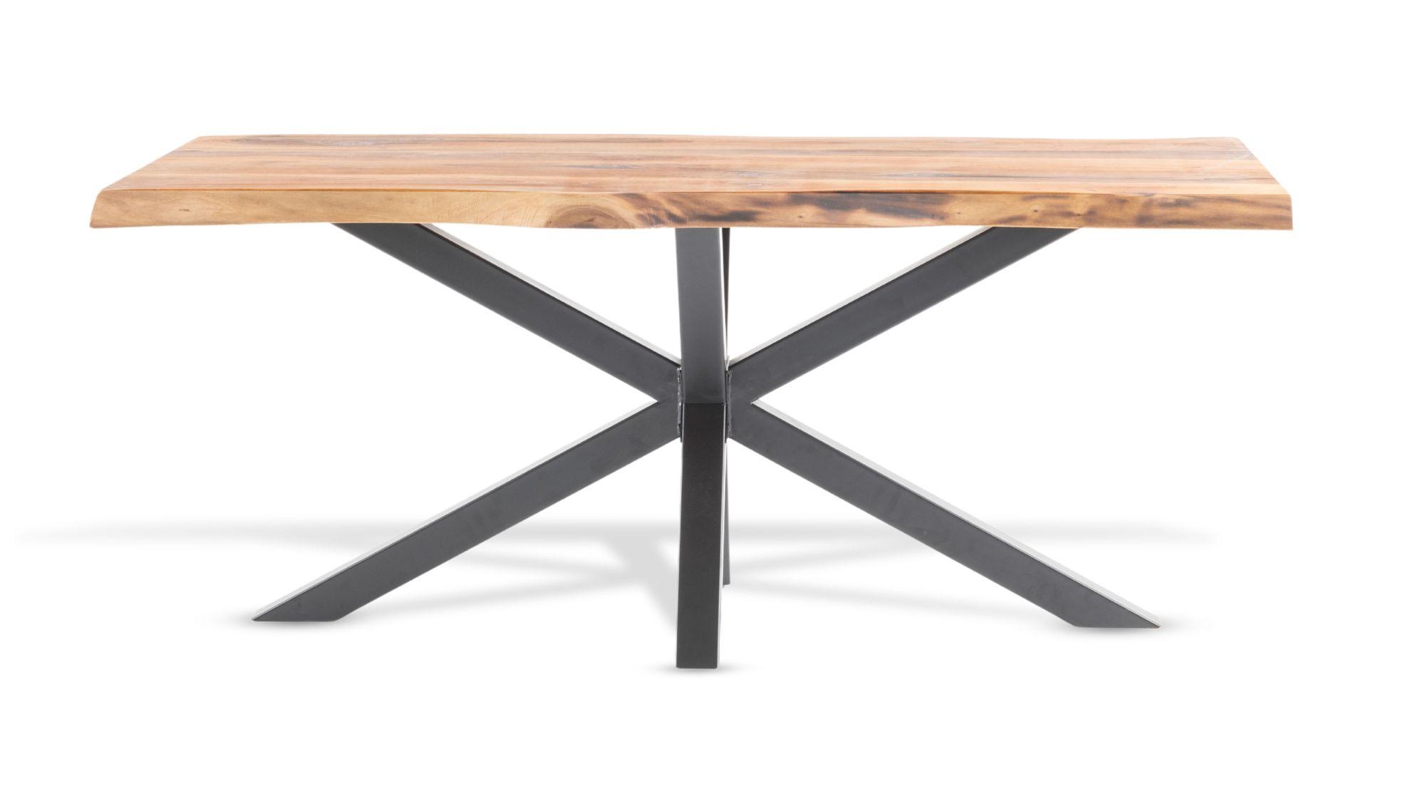 Product photograph of Merino 6 Seater Industrial Rustic Acacia Wood Dining Table With Black Spider Legs from Choice Furniture Superstore.