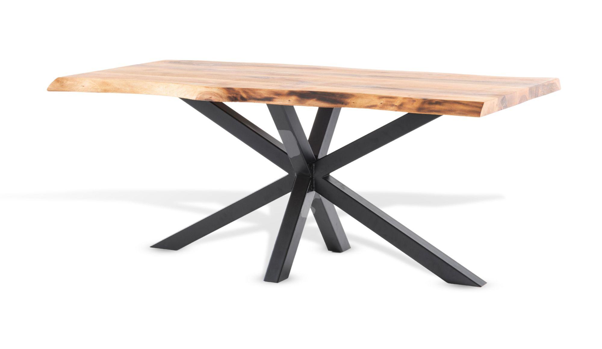 Product photograph of Merino 6 Seater Industrial Rustic Acacia Wood Dining Table With Black Spider Legs from Choice Furniture Superstore.