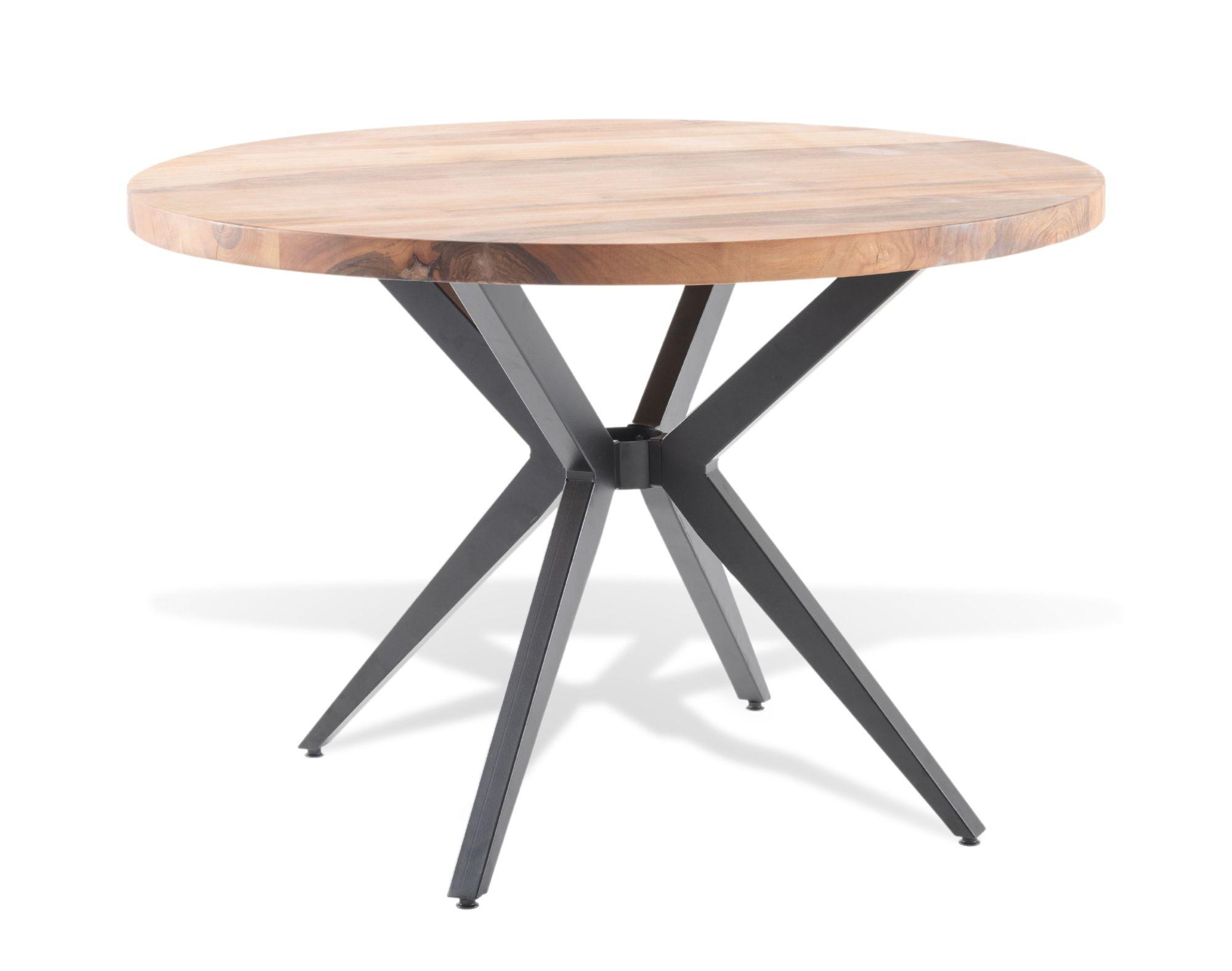 Product photograph of Merino 120cm Industrial Acacia Wood Round Dining Table from Choice Furniture Superstore.