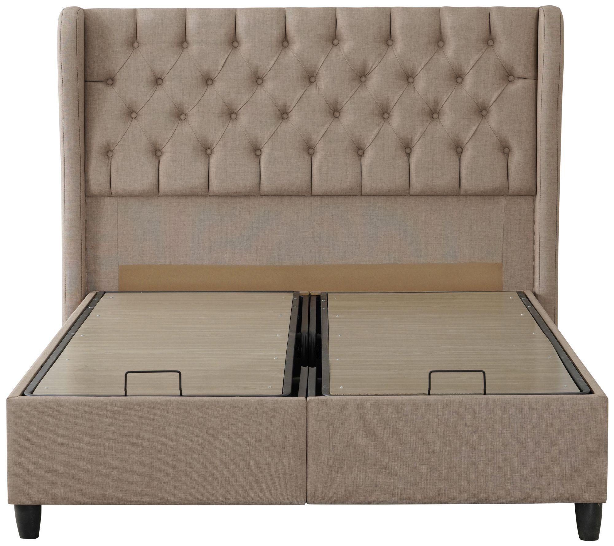 Product photograph of Sana Beige Fabric Upholstered Ottoman Storage Bed - Comes In Double And King Size from Choice Furniture Superstore.