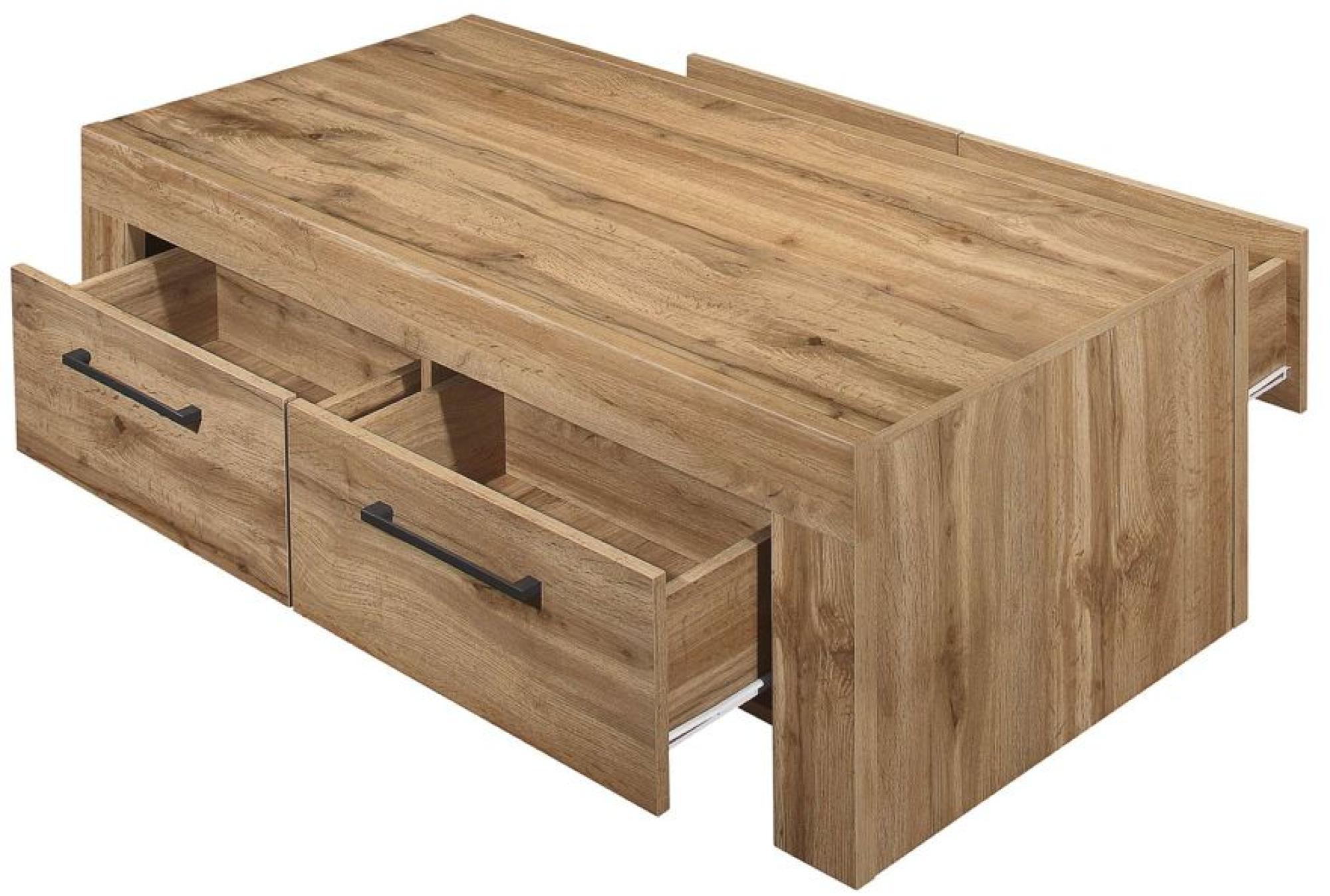 Product photograph of Compton Oak Effect 4 Drawer Coffee Table from Choice Furniture Superstore.