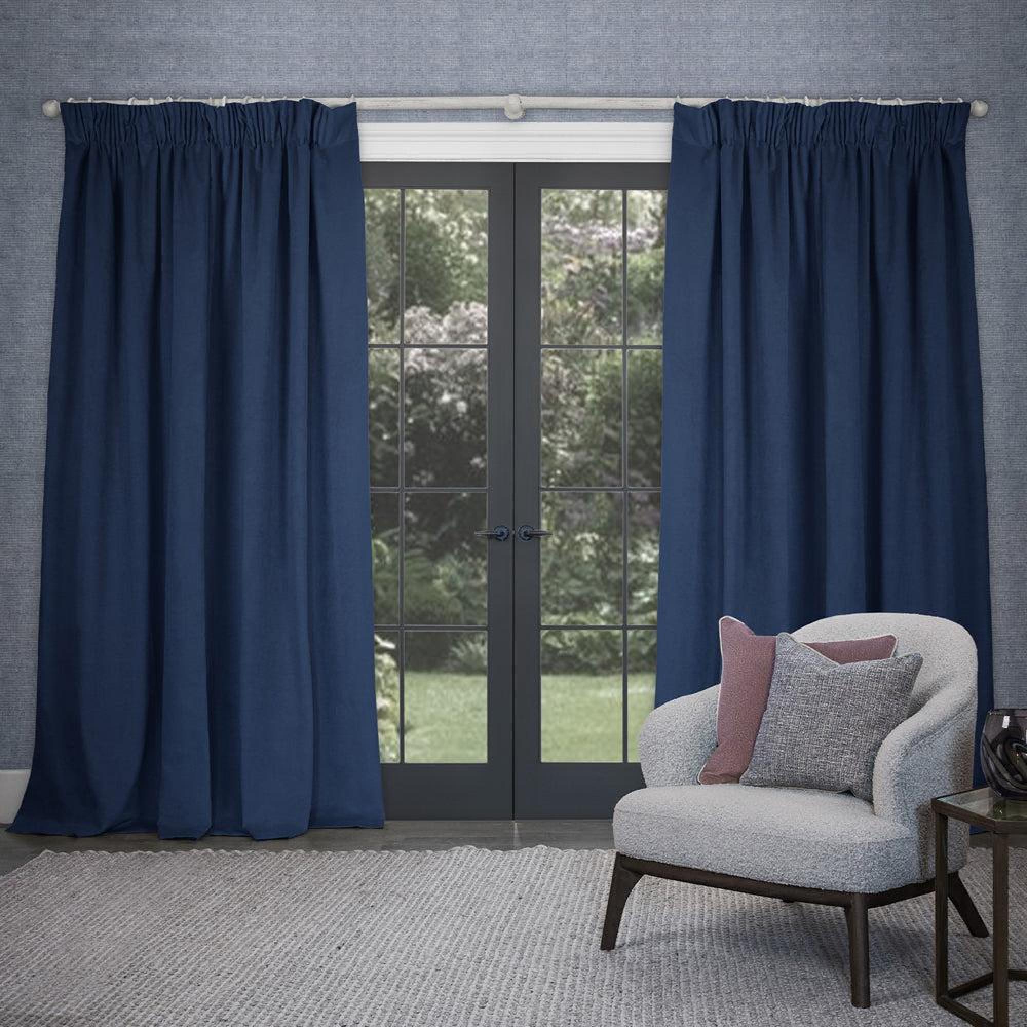 Product photograph of Voyage Maison Bluebell Viscose Cube Pencil Pleat Curtains from Choice Furniture Superstore.