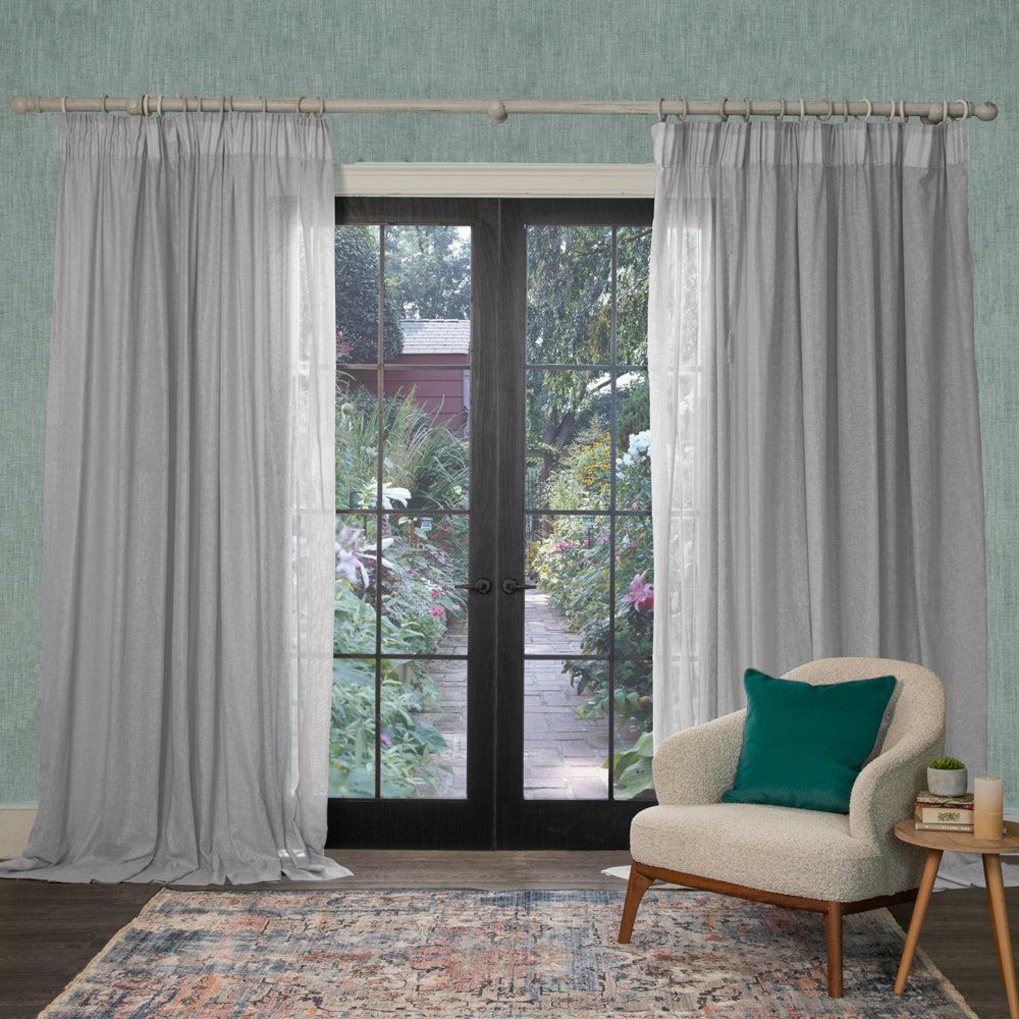 Product photograph of Voyage Maison Smoke Polyester Draper Sheer Pencil Pleat Curtains from Choice Furniture Superstore.