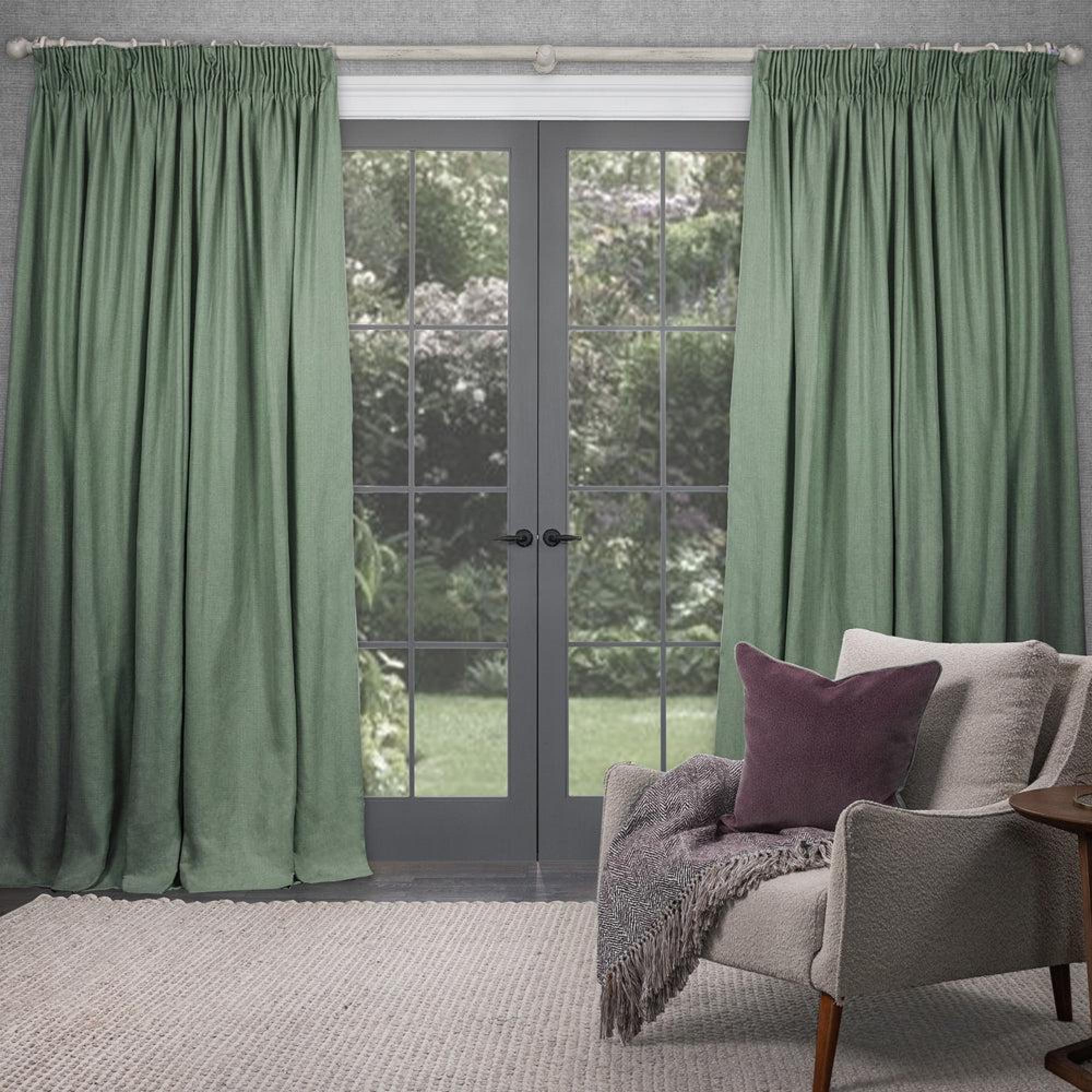 Product photograph of Voyage Maison Clover Polyester Emilio Woven Pencil Pleat Curtains Clover from Choice Furniture Superstore.