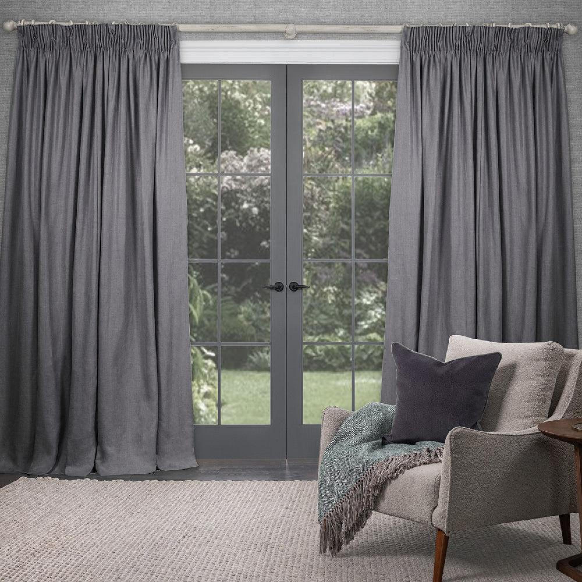 Product photograph of Voyage Maison Fossil Polyester Emilio Woven Pencil Pleat Curtains from Choice Furniture Superstore.