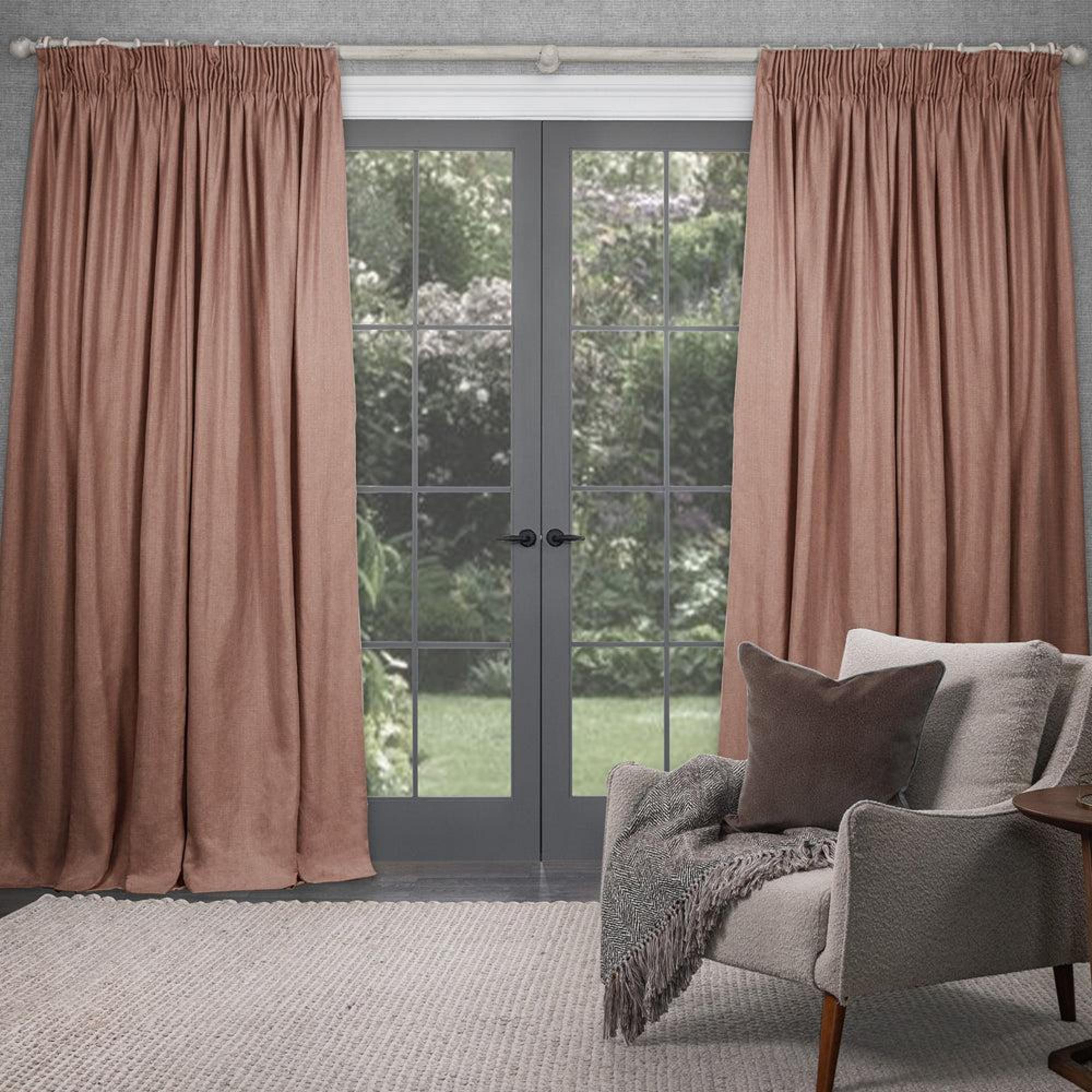 Product photograph of Voyage Maison Paprika Polyester Emilio Woven Pencil Pleat Curtains from Choice Furniture Superstore.