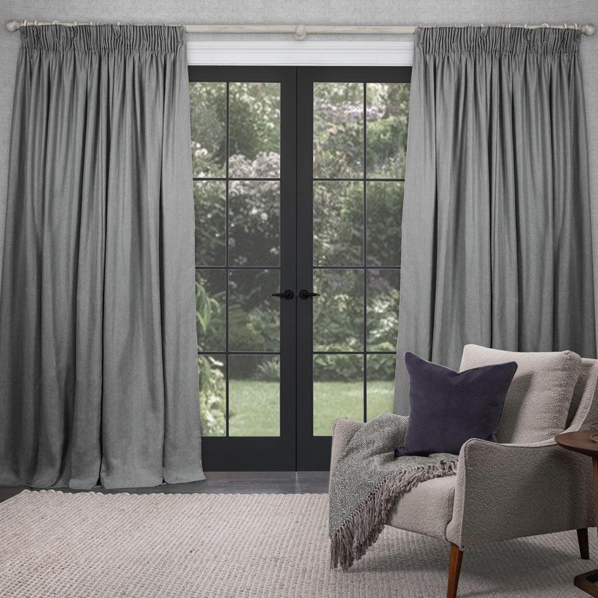Product photograph of Voyage Maison Pebble Polyester Emilio Woven Pencil Pleat Curtains from Choice Furniture Superstore.