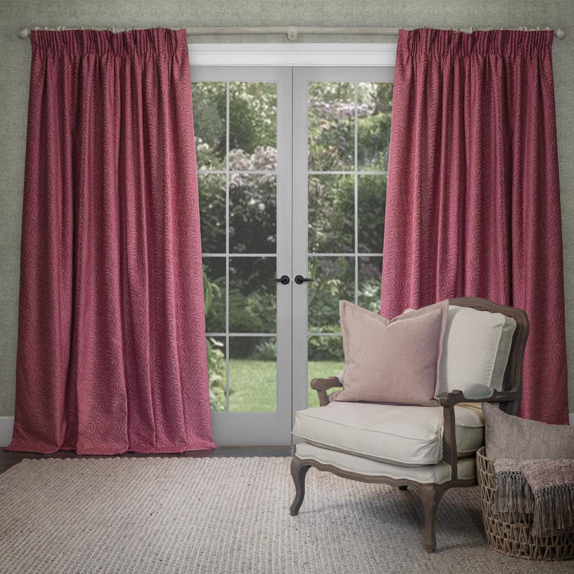 Product photograph of Voyage Maison Peony Viscose Farley Woven Pencil Pleat Curtains from Choice Furniture Superstore.