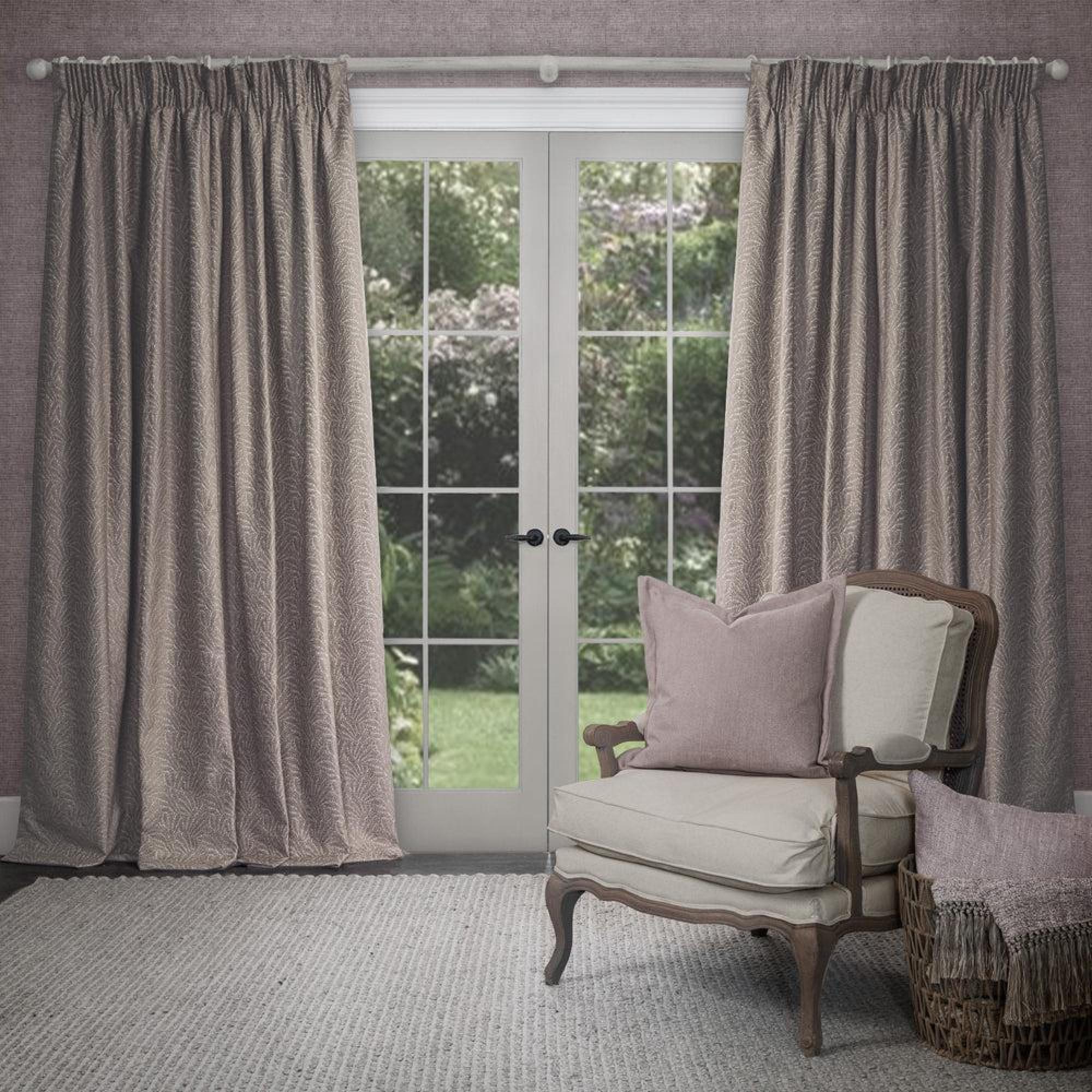 Product photograph of Voyage Maison Truffle Viscose Farley Woven Pencil Pleat Curtains from Choice Furniture Superstore.