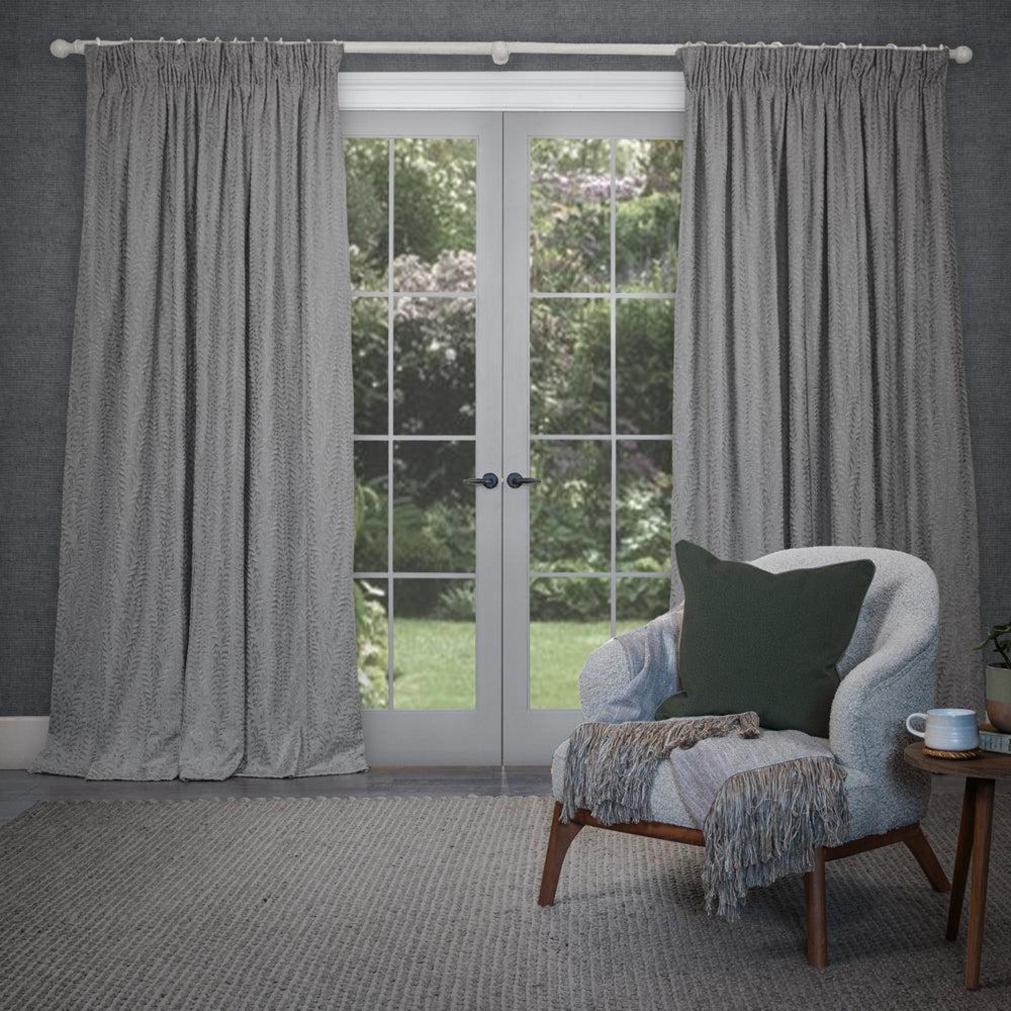 Product photograph of Voyage Maison Dove Polyester Fernbank Embroidered Pencil Pleat Curtains from Choice Furniture Superstore.