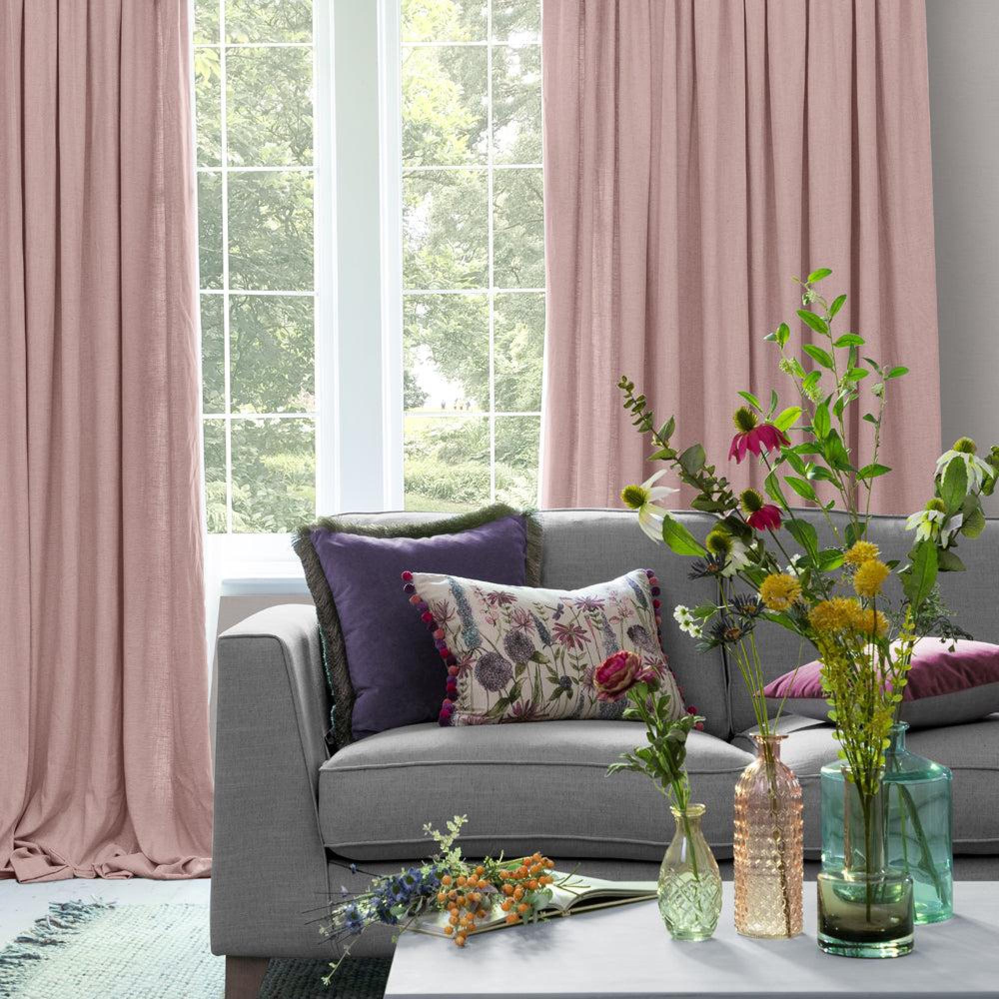 Product photograph of Voyage Maison Blossom Polyester Hawley Pencil Pleat Curtains from Choice Furniture Superstore.