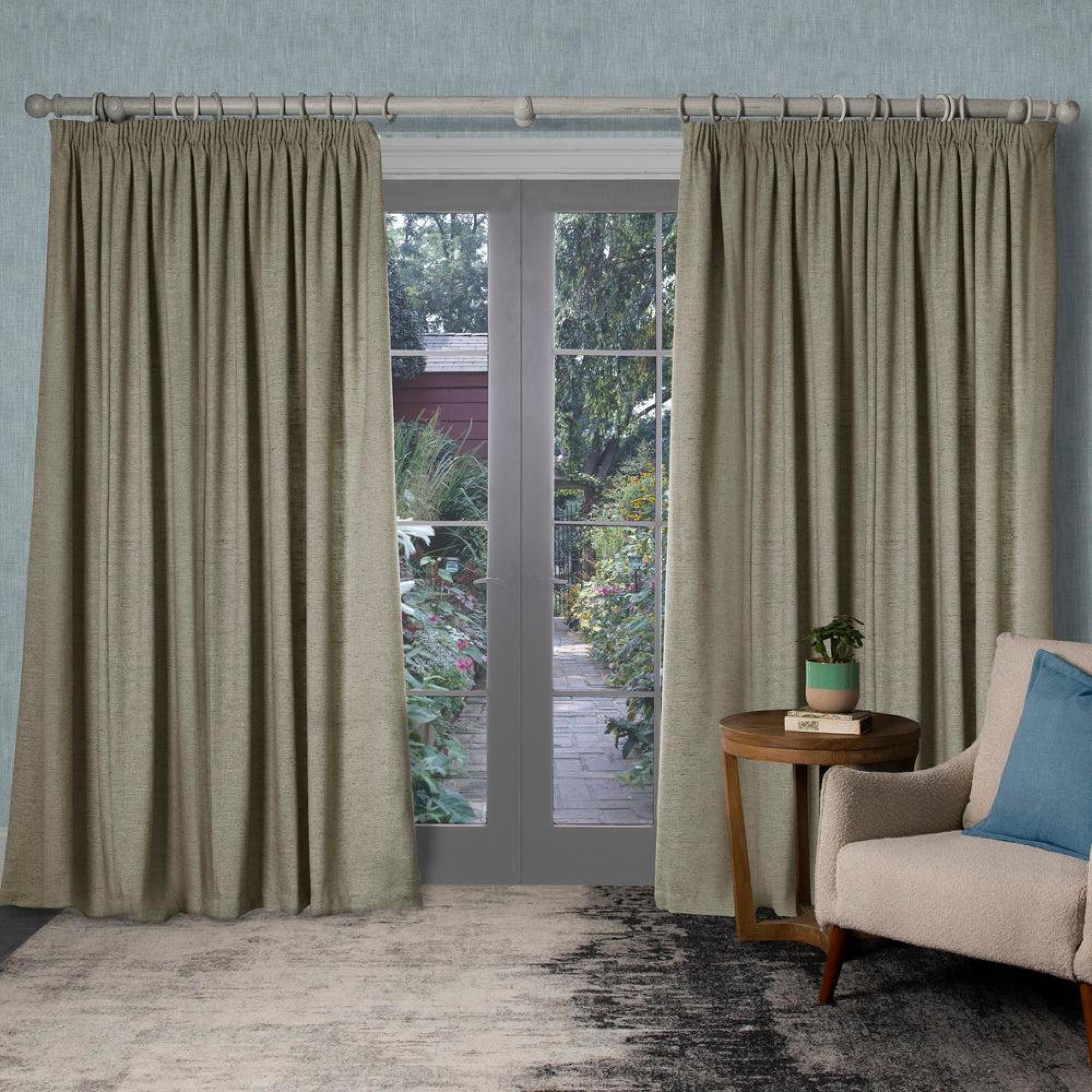 Product photograph of Voyage Maison Jute Polyester Helmsley Woven Pencil Pleat Curtains from Choice Furniture Superstore.